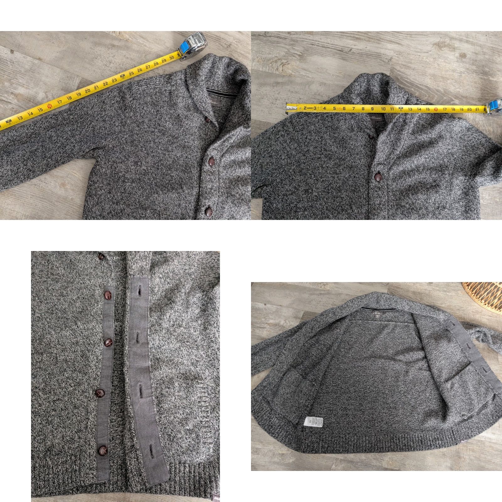 Eddie Bauer Eddie Bauer Mens Cardigan Sweater Shawl Collar Button Front Knit Gray L Wool Blend Size US L / EU 52-54 / 3 - 9 Thumbnail