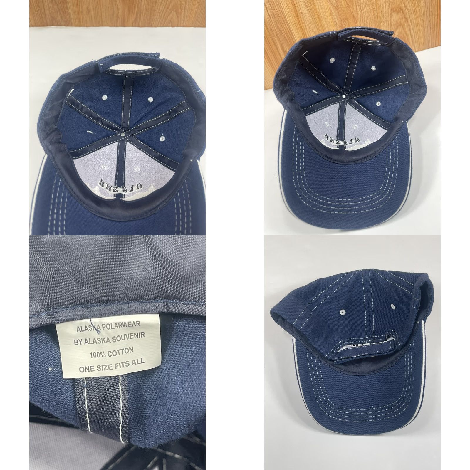Vintage Alaska Blue Adjustable StrapBack Baseball Hat Cap One Size Fits Most Unisex Adults Baseball Cap Size ONE SIZE - 8 Thumbnail