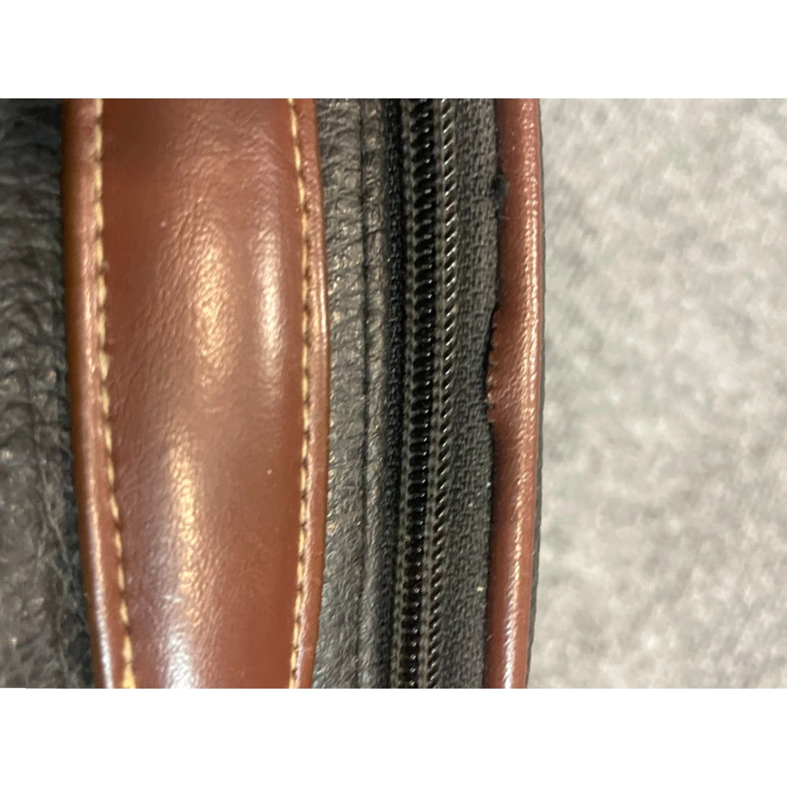 Vintage Purse Handbag 8.5" x 7" Black & Brown Shoulder Bag Women Medium PVC Polyester Zip Magnet Closures Pockets Zippers Almond Black"} Size ONE SIZE - 7 Thumbnail