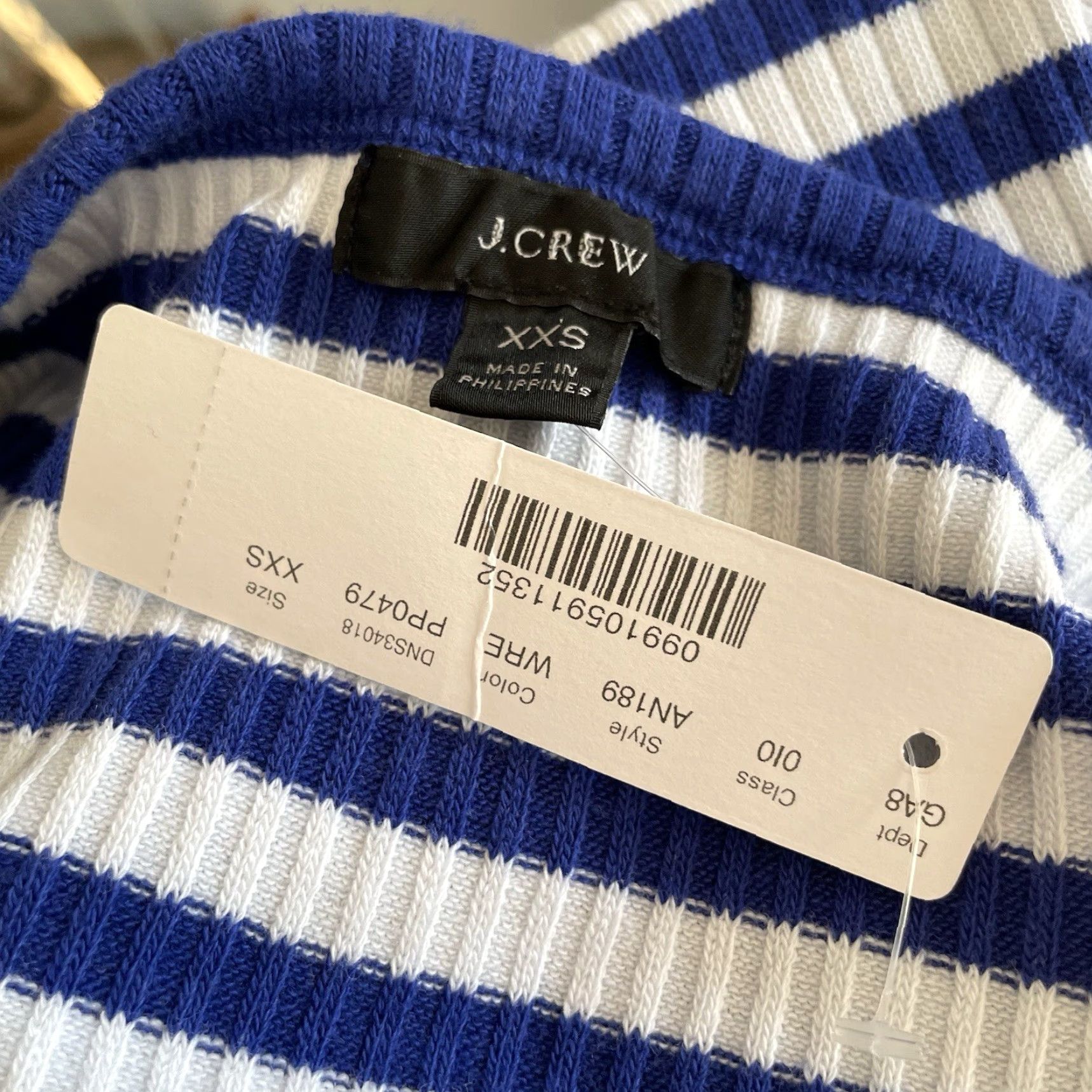 J.Crew J. Crew Blouse Shirt Ribbed Henley Short Sleeve Multicolor Blue White Stripe XXS Womens Regular Size XXS / US 00 / IT 34 - 5 Thumbnail