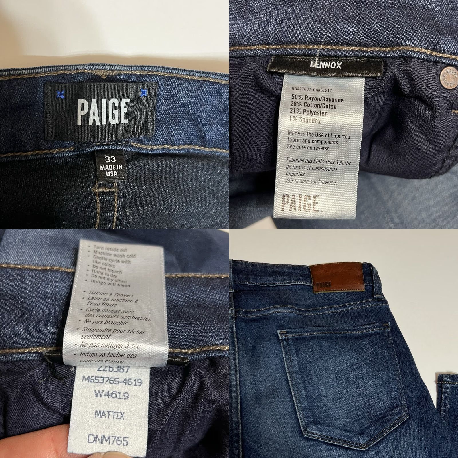 Paige PAIGE Jeans Men’s 33x32 Lennox Blue Stretch Denim Slim Fit Dark Wash Jeans Size US 33 - 8 Thumbnail