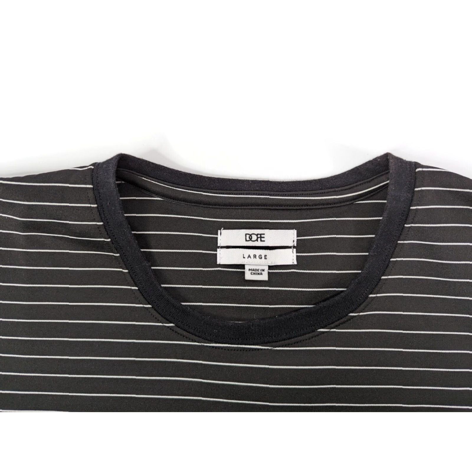 Vintage Dope Brand Black White Striped Logo Crew Neck Short Sleeve T-Shirt Large Mens Shirt Regular Fit Size US L / EU 52-54 / 3 - 7 Thumbnail