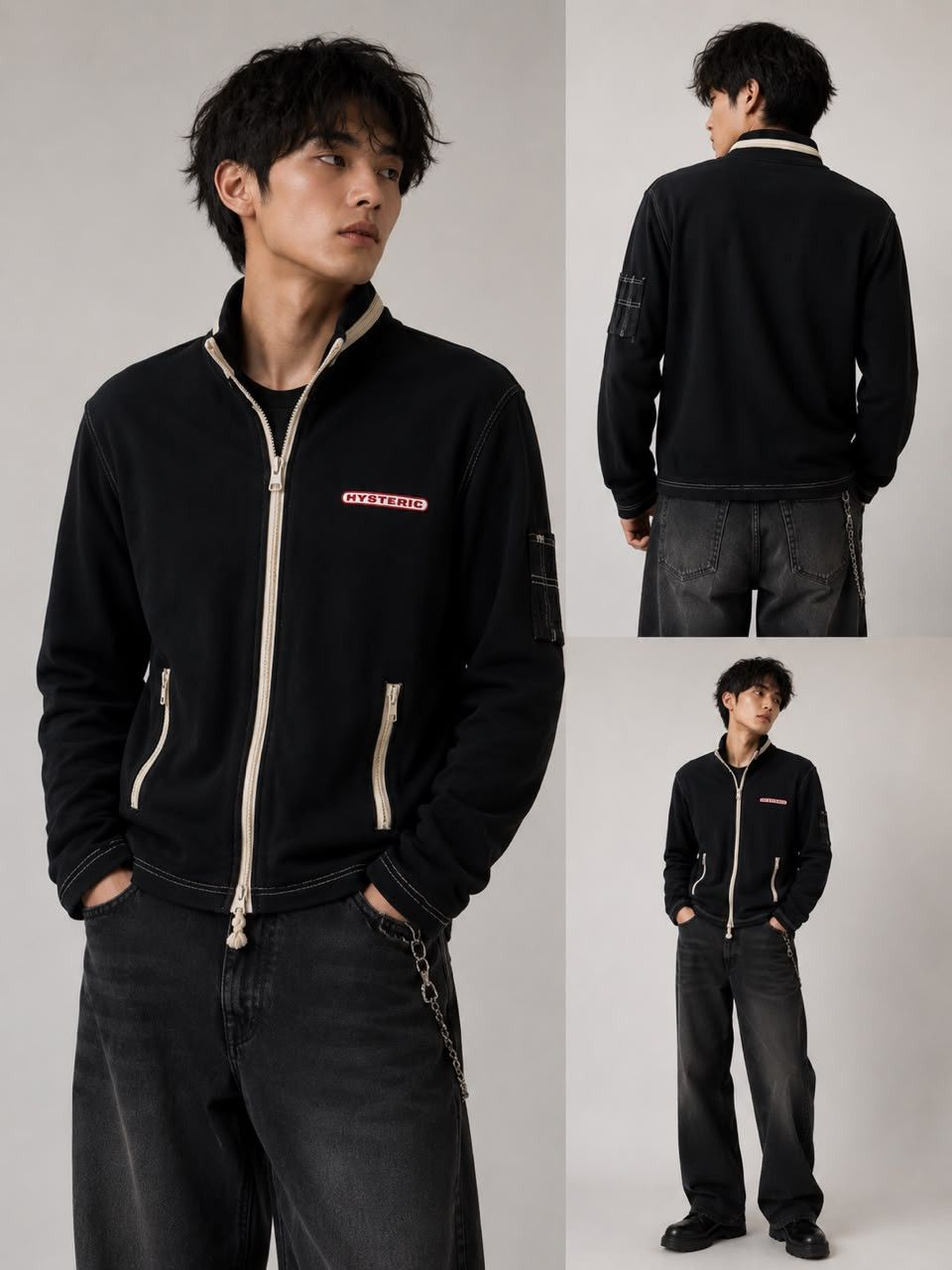 Hysteric Glamour Black Cat Bone Corduroy Zip Boxy Jacket | Grailed