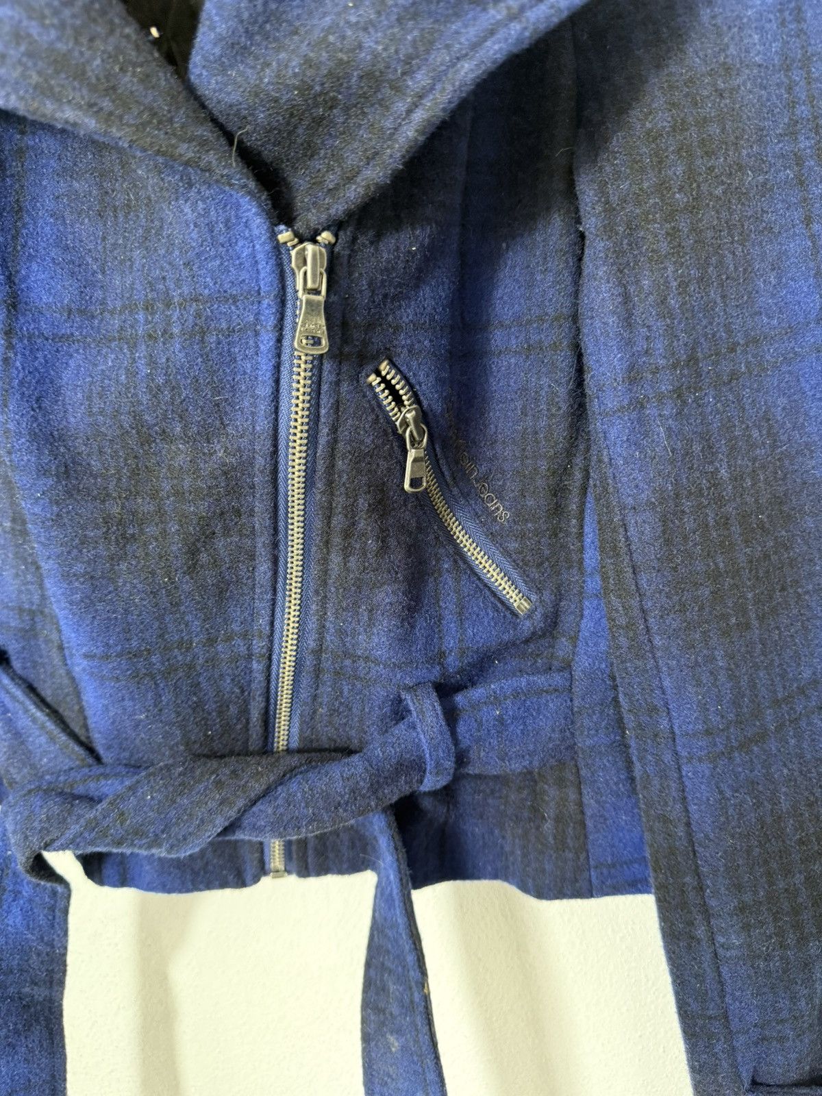 Calvin Klein × Calvin Klein 205W39NYC CALVIN KLEIN ASYMMETRIC JACKET BIKER DESIGN BLUE BLACK PLAID Size M / US 6-8 / IT 42-44 - 4 Thumbnail