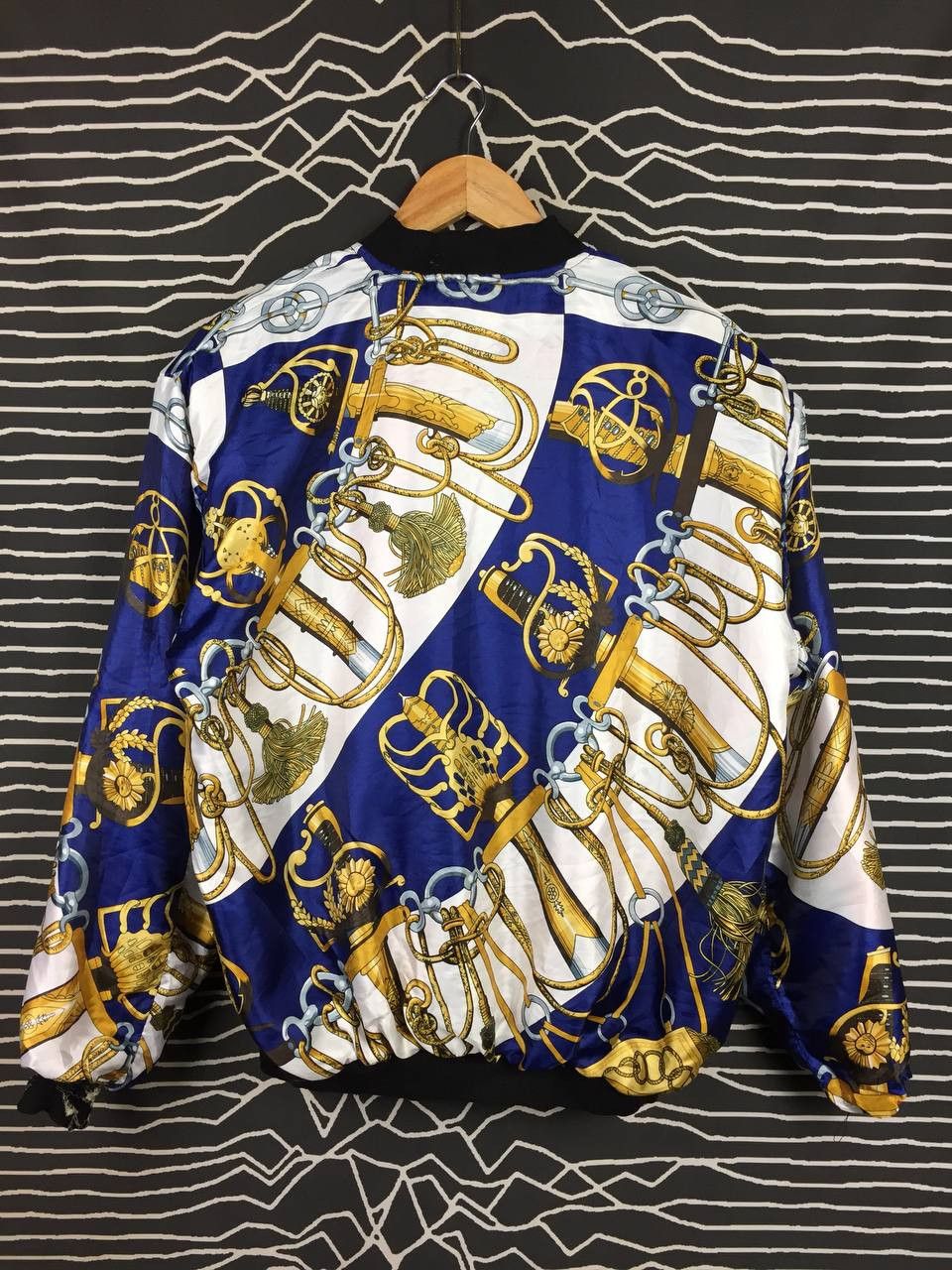 Vintage Distressed Baroque Chain Reversible Silk-Feel Bomber Jacket Size US L / EU 52-54 / 3 - 18 Thumbnail