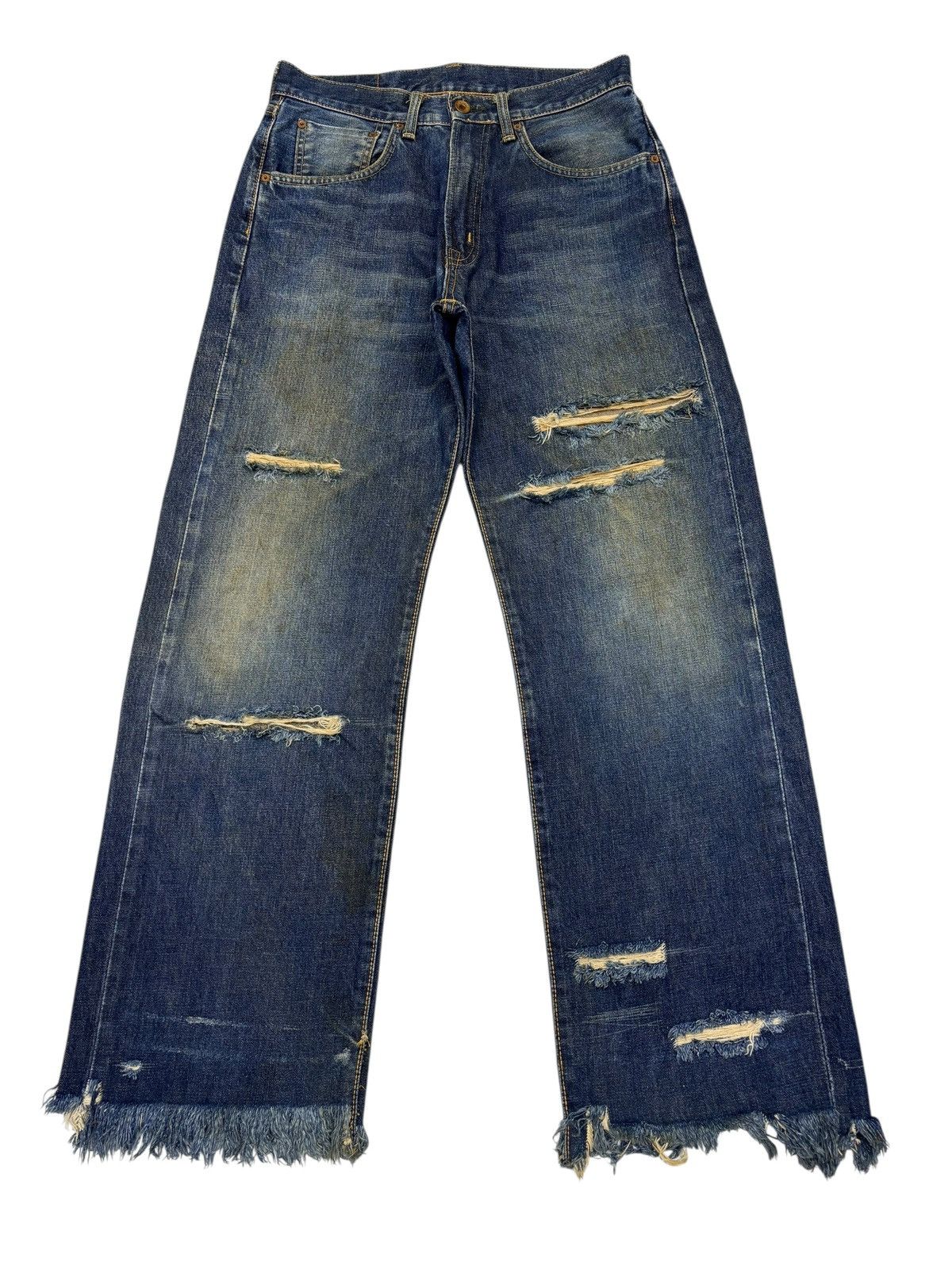 Edwin Edwin 505 Crazy Ripped Distressed Selvedge Denim Jeans Size US 30 / EU 46 - 7 Thumbnail