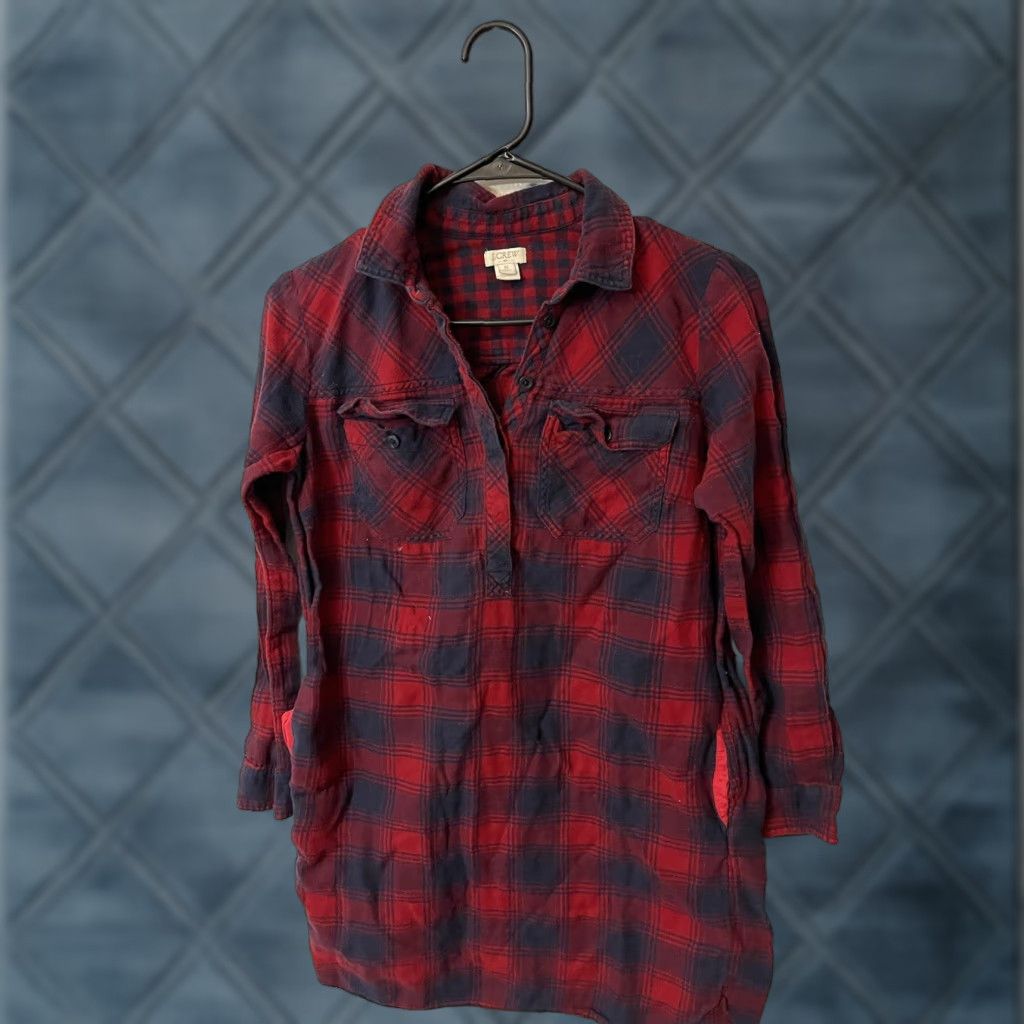 J.Crew J.CREW Dress Adult Petite XS Red Plaid Flannel Womens Size XS / US 0-2 / IT 36-38 - 1 Thumbnail