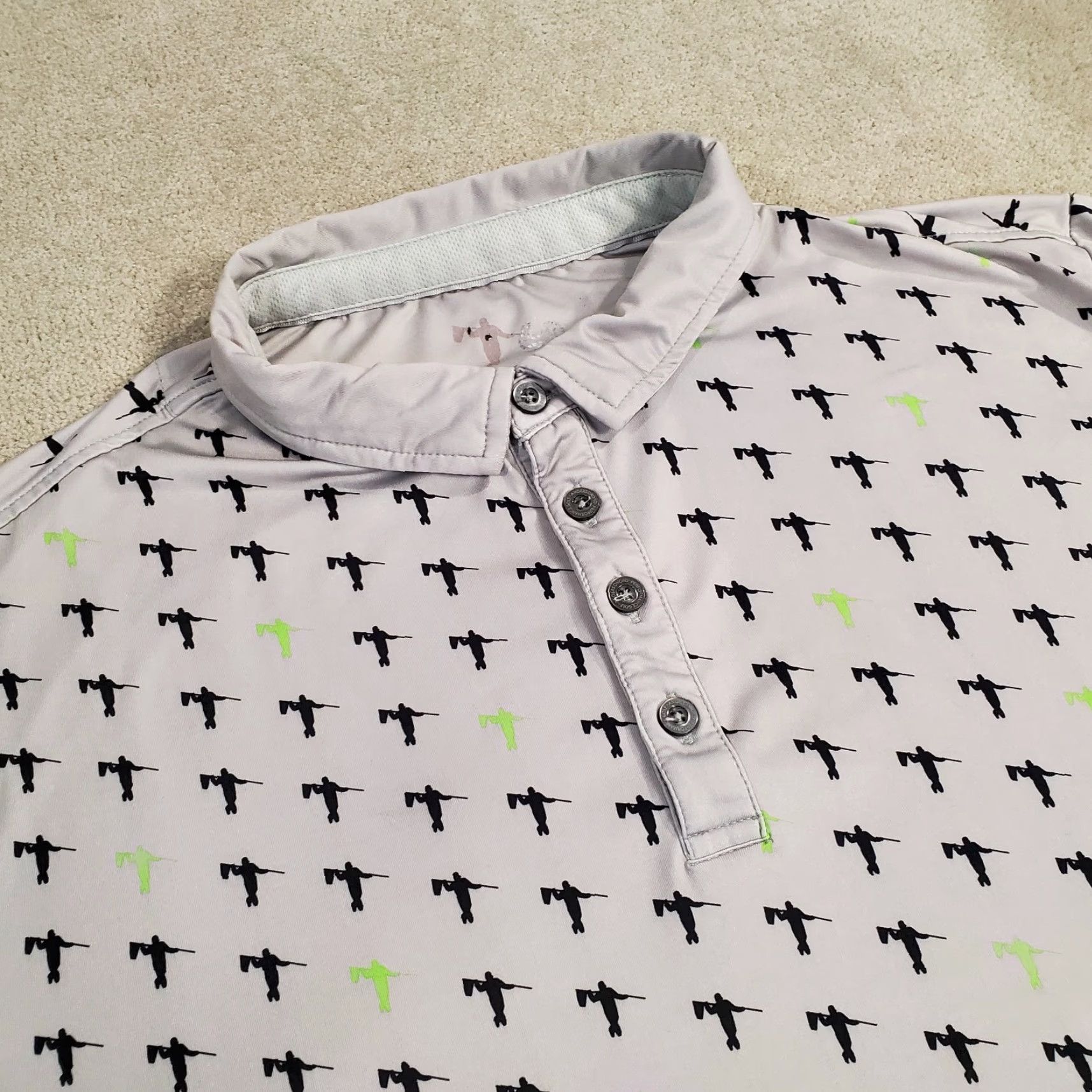 JW Anderson Anderson Polo Shirt Mens XL Gray All Over Print Logo Golf Short Sleeve Shirt Size US XL / EU 56 / 4 - 2 Thumbnail