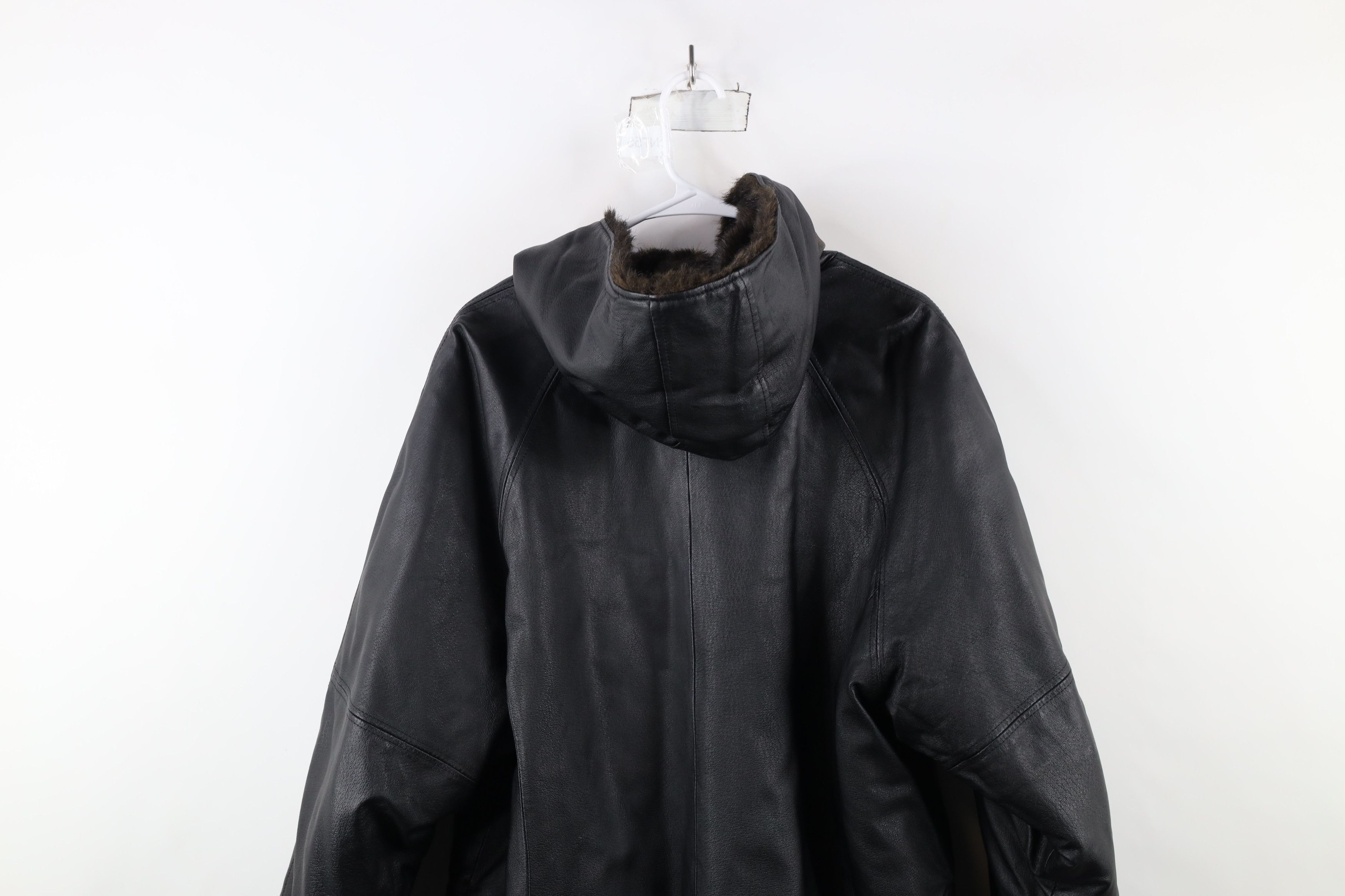 Vintage Vintage 90s Streetwear Reversible Fur Leather Hooded Jacket Size US M / EU 48-50 / 2 - 9 Thumbnail