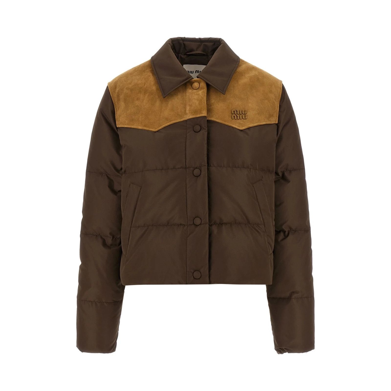 Miu Miu MIU MIU Ponge Tec Down Brown Polyester Jacket New & Authenti Size XS / US 0-2 / IT 36-38 - 1 Thumbnail