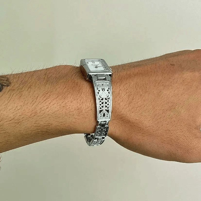 Jewelry 2000s vintage rectangle stainless steel quartz luxury watch Size ONE SIZE - 2 Thumbnail
