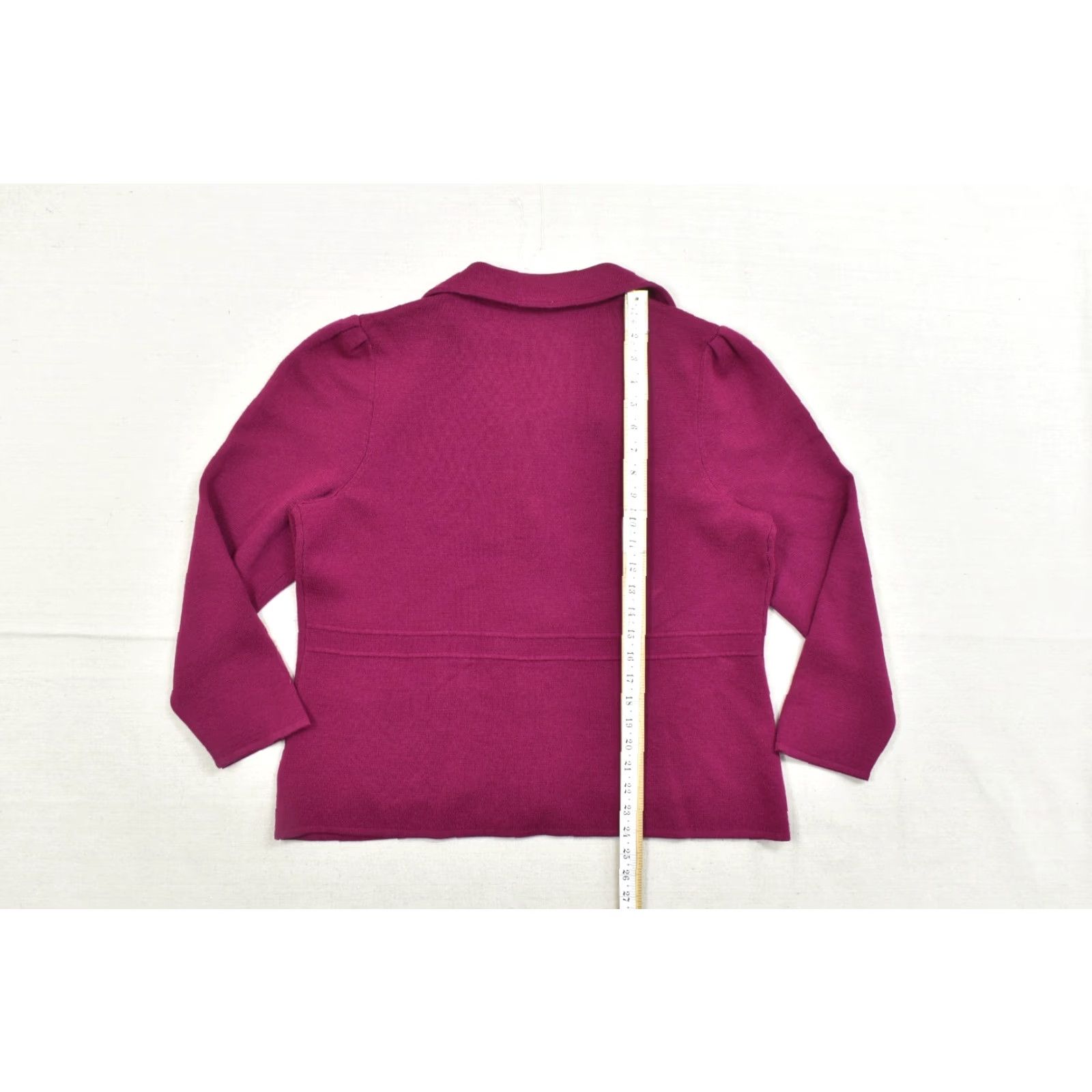 Talbots VINTAGE? No — Talbots Plus 1X Pure Merino Wool Knit Blazer Sweater Jacket Berry Pink 3-Button Cardigan Sweatshirt? Size XL / US 12-14 / IT 48-50 - 4 Thumbnail