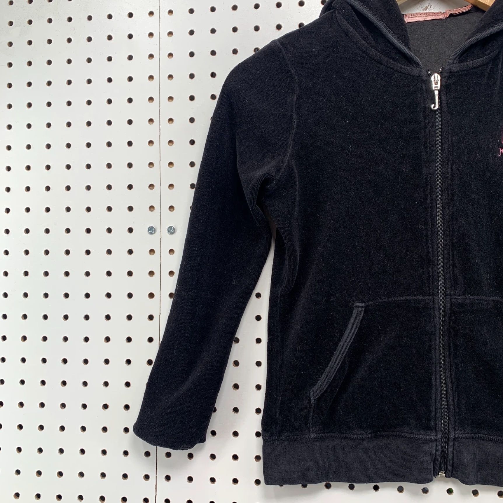 Juicy Couture VINTAGE Juicy Couture Velour Hoodie Full Zip Sweatshirt Black Womens Size 10 Activewear Size L / US 10 / IT 46 - 3 Thumbnail
