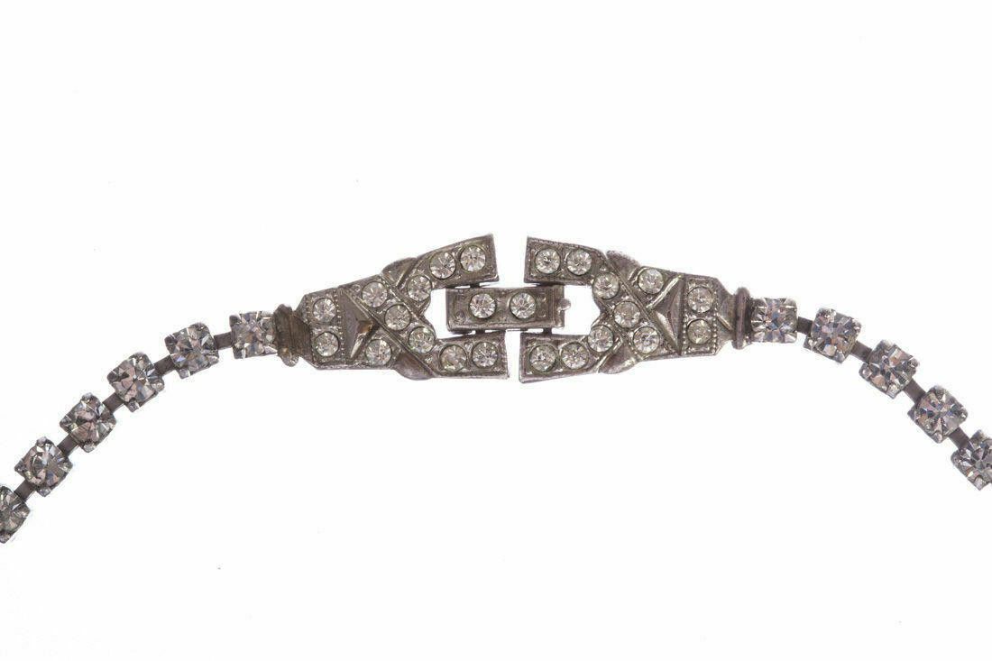 Designer Art Deco Phyllis Sterling Silver and Rhinestone Necklace Size ONE SIZE - 7 Thumbnail