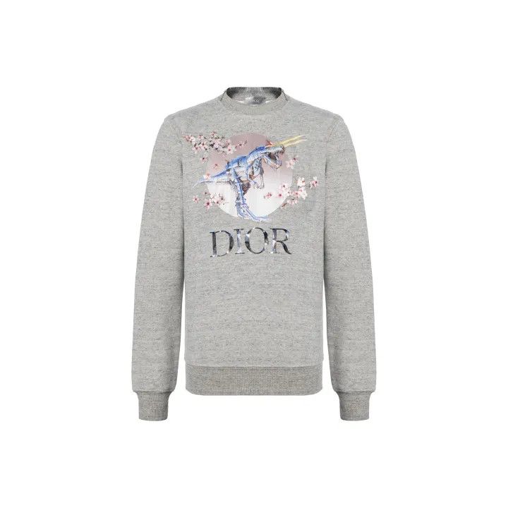 Dior Dior Gray Casual Sweatshirt with T-Rex Design 0079 Size S / US 4 / IT 40 - 1 Thumbnail