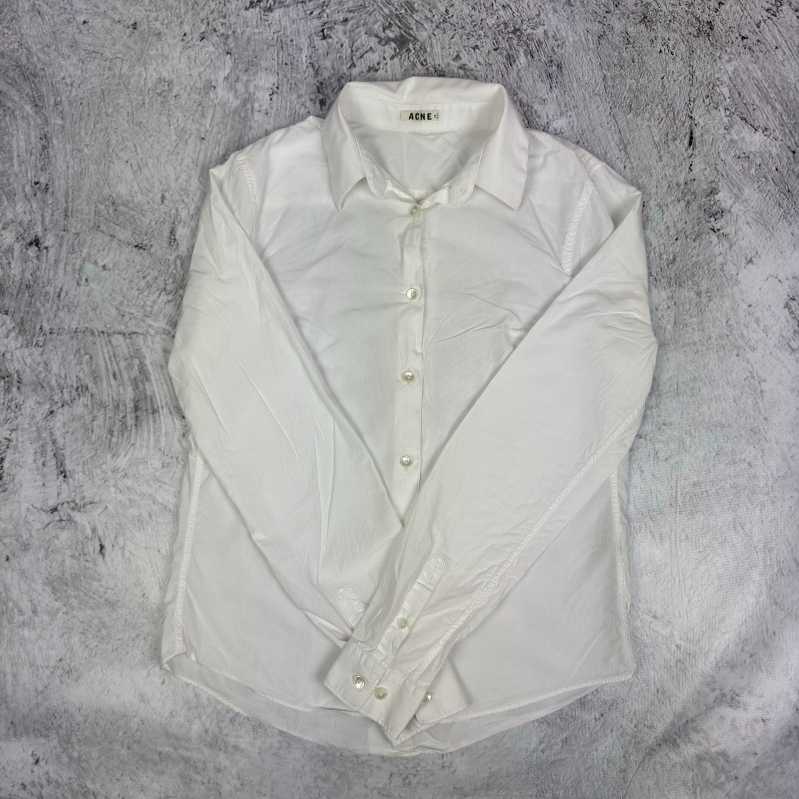 Acne Studios Acne Sloan Womens White Cotton Button-Up Shirt 36 Size XS / US 0-2 / IT 36-38 - 2 Thumbnail