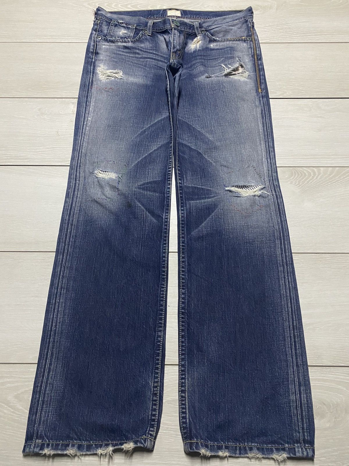 Levi's Levis Japan Redloop Fade Wash Distressed Loose Jeans Size US 33 - 1 Thumbnail