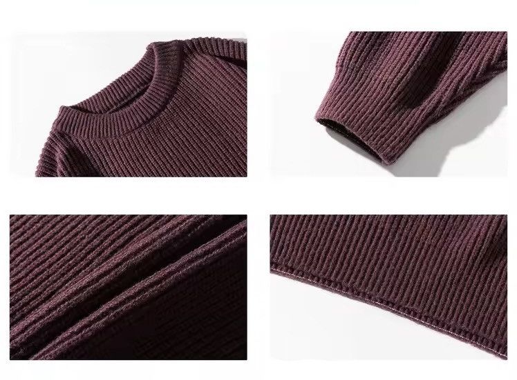 Other Basic Casual Loose Knitted Textured Burgundy Sweater Size US XXL / EU 58 / 5 - 4 Thumbnail