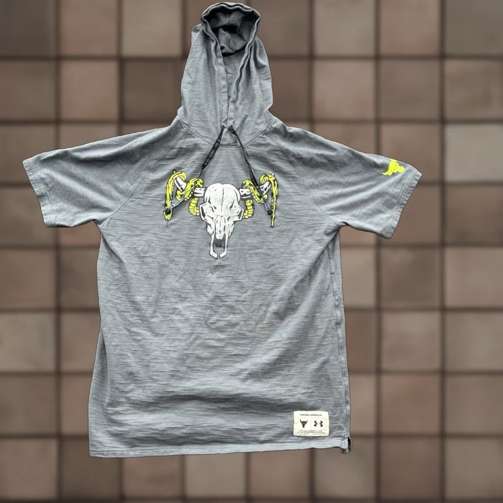 Under Armour Under Armour Project Rock Hoodie Shirt Men M Gray Graphic Print Gym Crew Neck 3/4 Sleeve Hooded Pockets Athletic Size US M / EU 48-50 / 2 - 1 Thumbnail