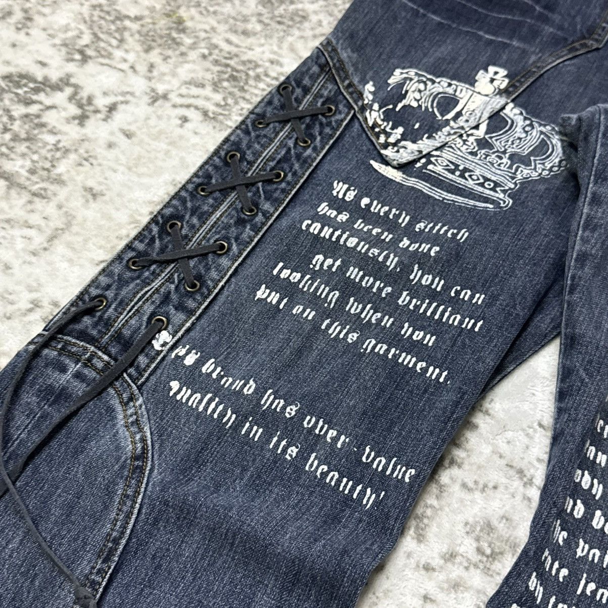 If Six Was Nine Japanese Brand Poems Paneled Lace Up Flare Jeans Size US 34 / EU 50 - 7 Thumbnail