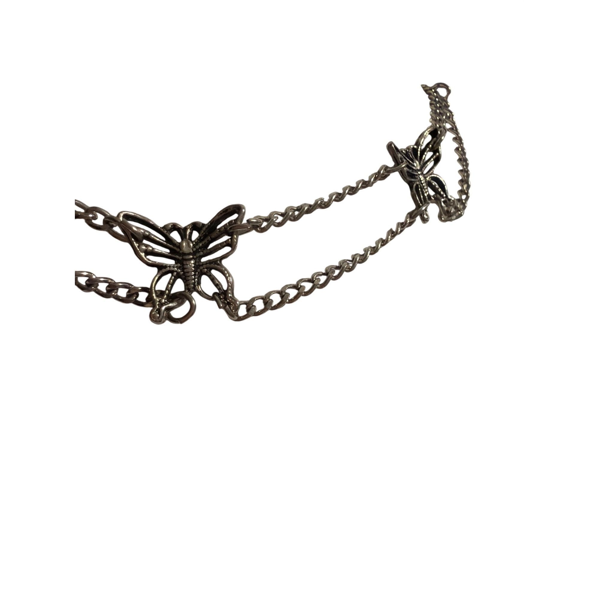 Other Silver Tone Butterfly Choker Collar Necklace Stations Drape Size ONE SIZE - 3 Thumbnail