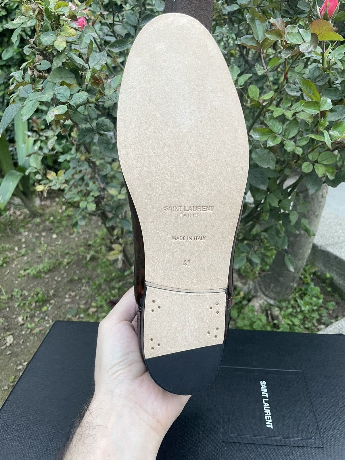 Saint Laurent Paris SLP Runway Patent Leather Lace Up Oxford Shoes Tortoise Size US 8 / EU 41 - 11 Thumbnail