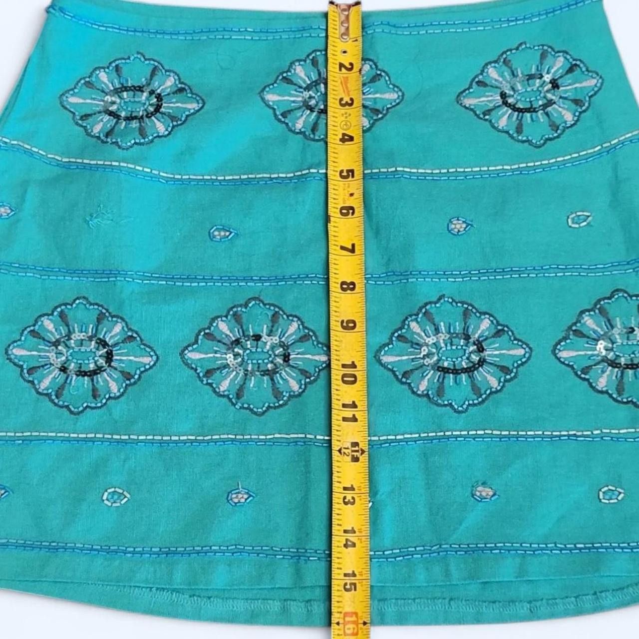 Zara Zara sz s Turquoise floral mini skirt glass beading sequins Size 26" / US 2 / IT 38 - 3 Thumbnail