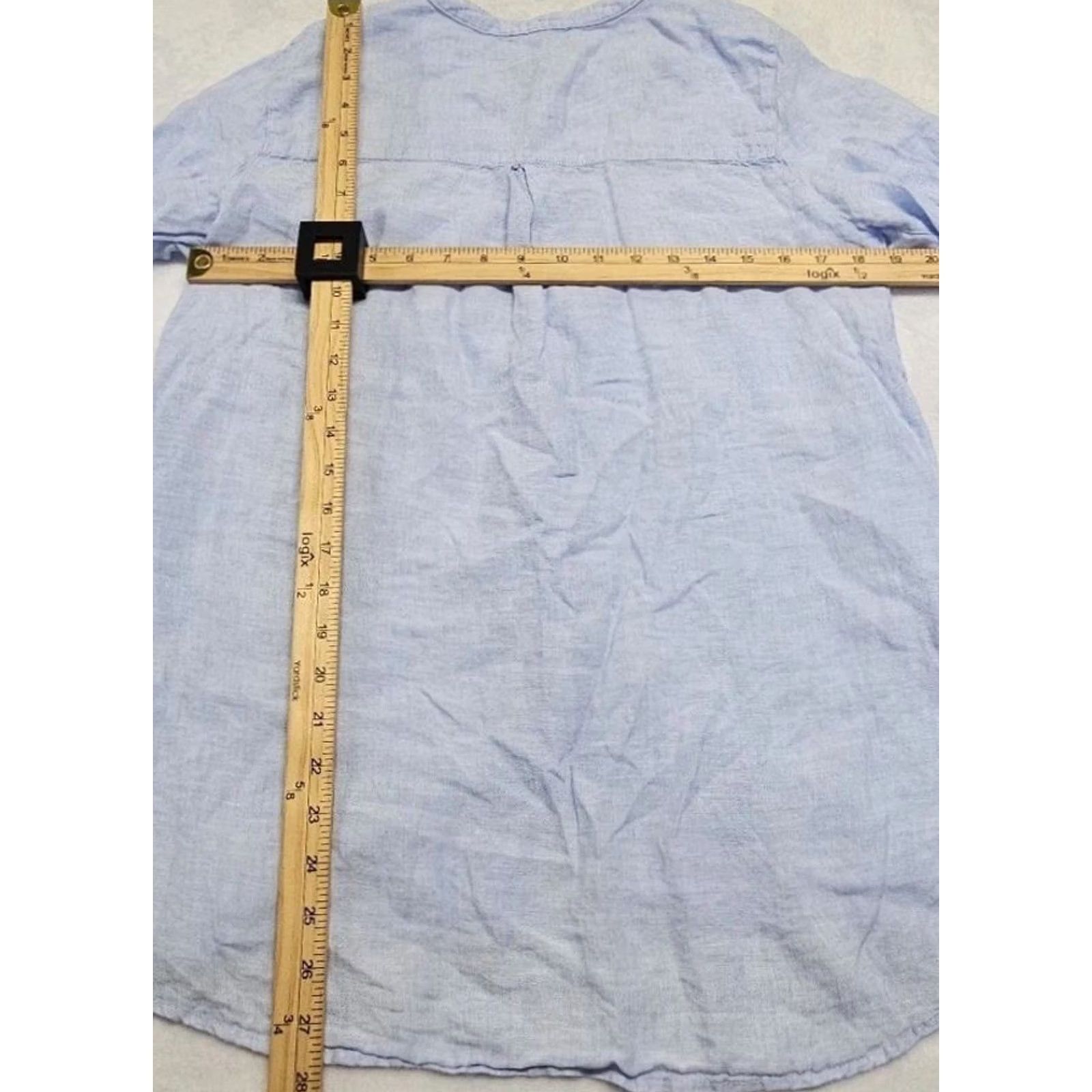 Vintage Sigrid Olsen Blouse Womens M Blue 100% Linen Button Up Long Sleeve Lightweight Tunic Shirt Size M / US 6-8 / IT 42-44 - 8 Thumbnail