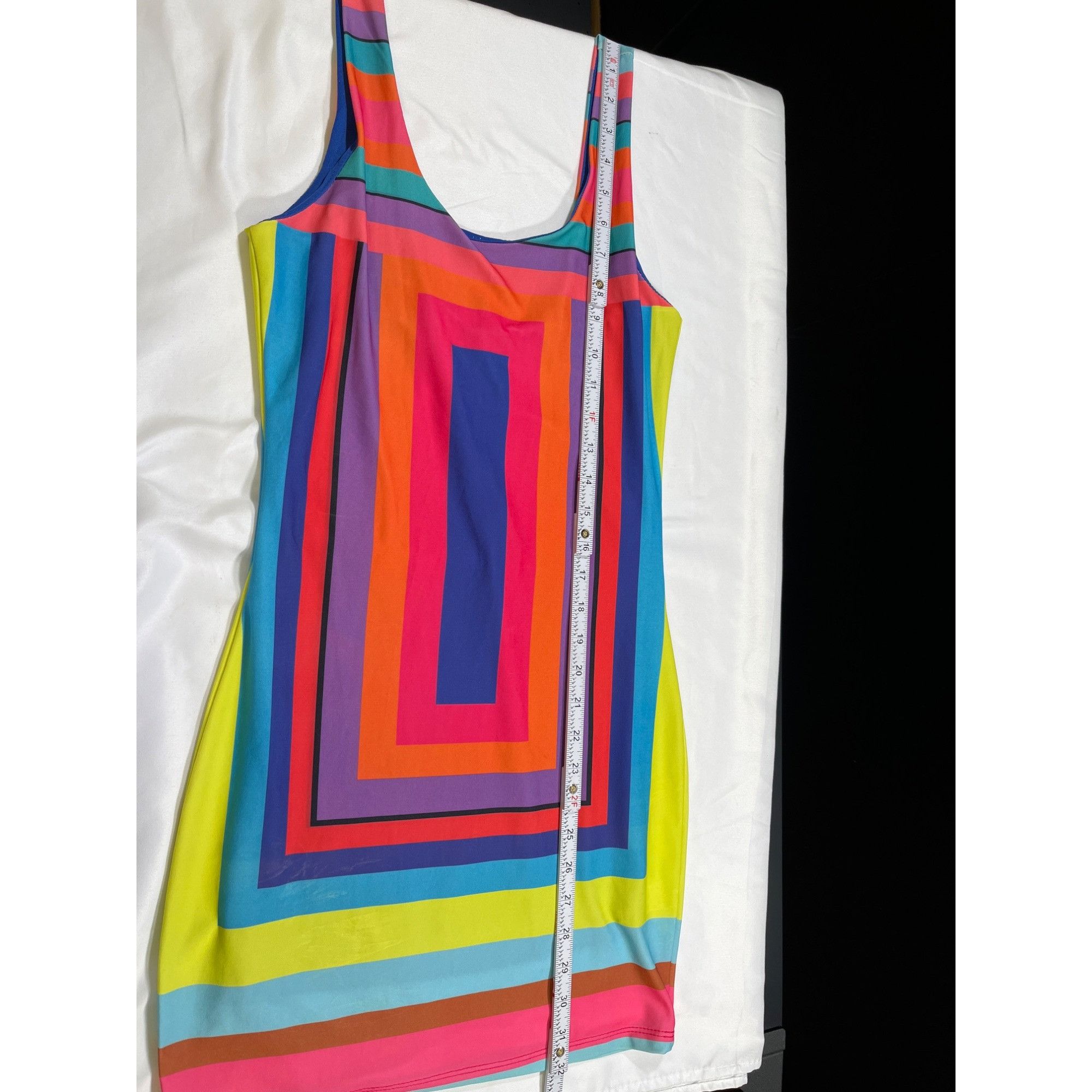 Designer Joyce Leslie SKU 7745 Colorful Striped Sleeveless Bodycon Dr Size S / US 4 / IT 40 - 7 Thumbnail