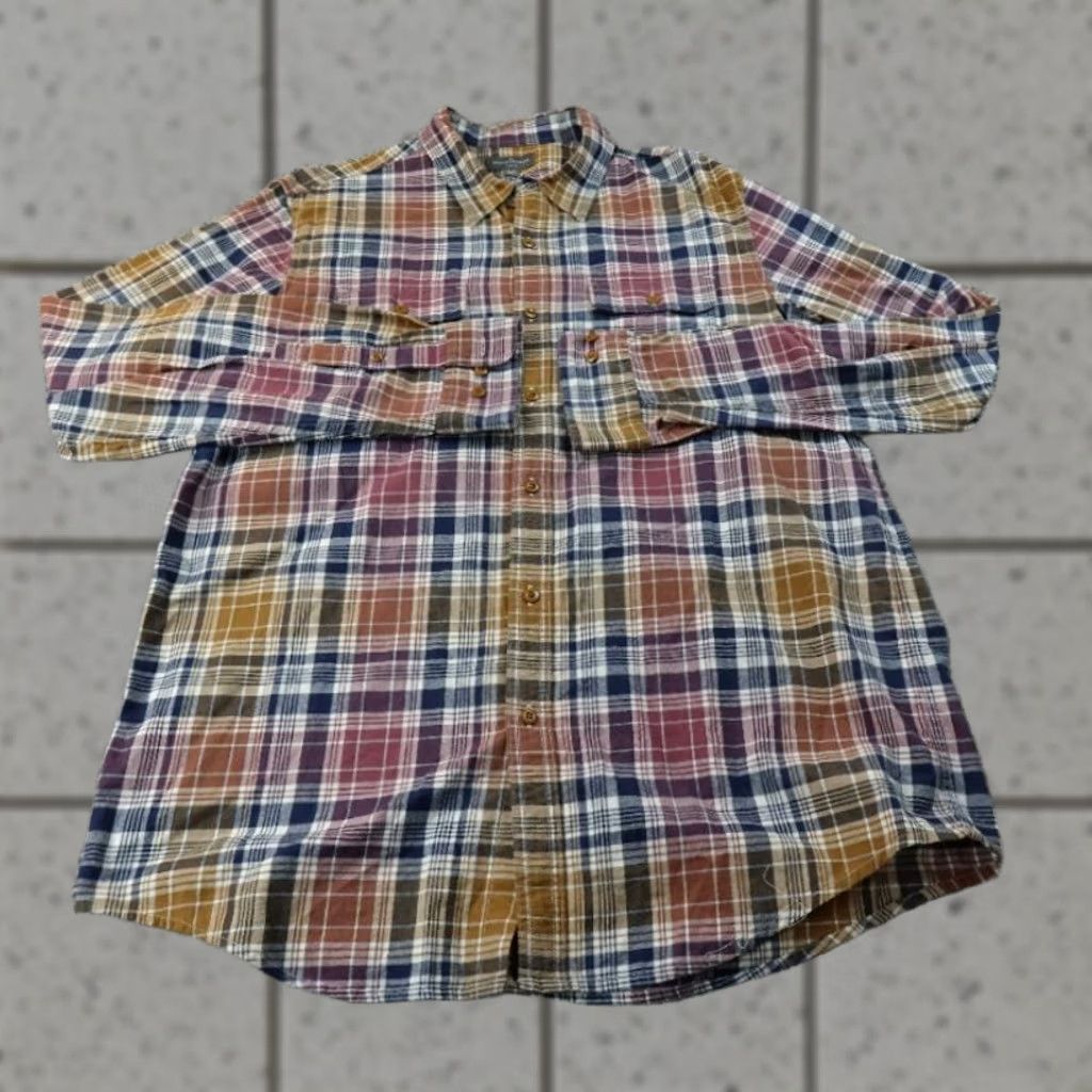 Vintage L.L. Bean Shirt Mens L Plaid Flannel Button-Up Long Sleeve Outdoor Work Hiking Top Size US L / EU 52-54 / 3 - 1 Thumbnail