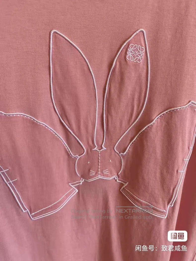 Loewe Loewe Pink Rabbit Embroidered Short Sleeve T-Shirt Size XS / US 0-2 / IT 36-38 - 5 Thumbnail