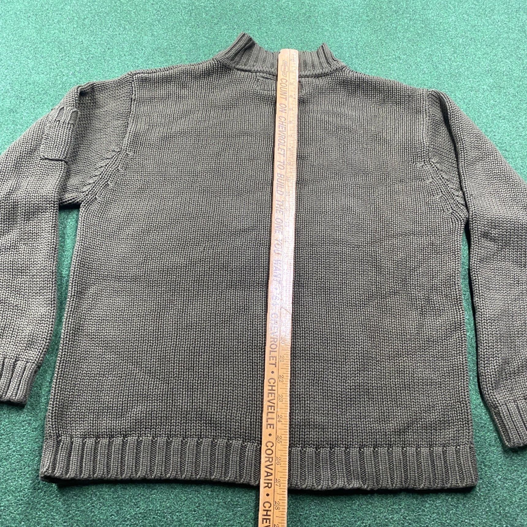 Olive VINTAGE Striped Knit Sweatshirt Mens M Olive Green 90S Y2K Heavy Acrylic Sweater Size US M / EU 48-50 / 2 - 7 Thumbnail
