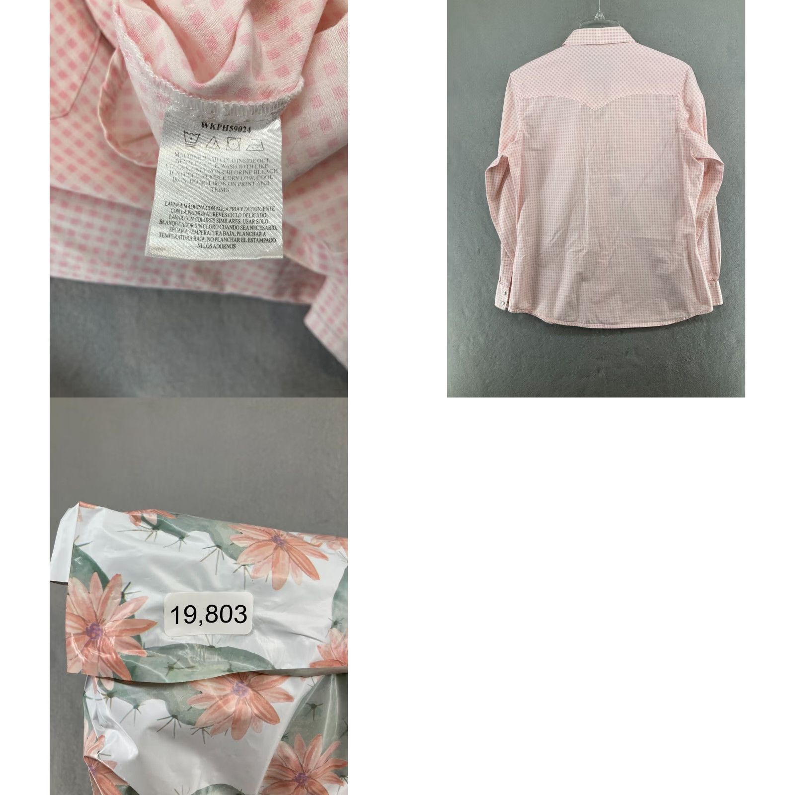 Wrangler VINTAGE Wrangler Western Shirt Womens M Pink Check Pearl Snap 100% Cotton Cowgirl | 90s Theme Size M / US 6-8 / IT 42-44 - 8 Thumbnail