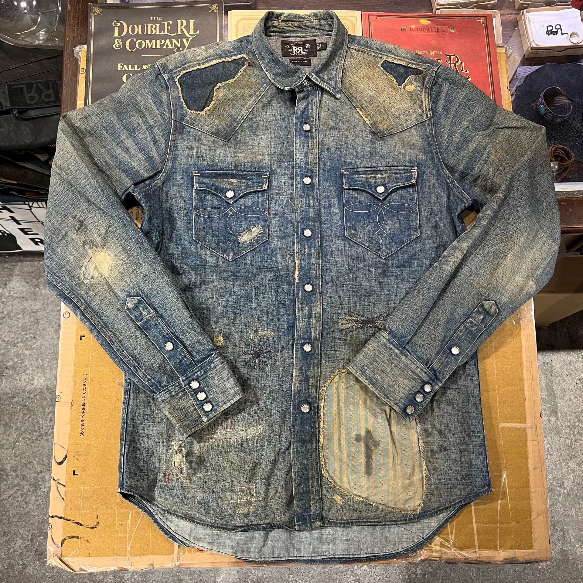 RRL Ralph Lauren vintage rrl denim shirt with patches Size US M / EU 48-50 / 2 - 1 Thumbnail