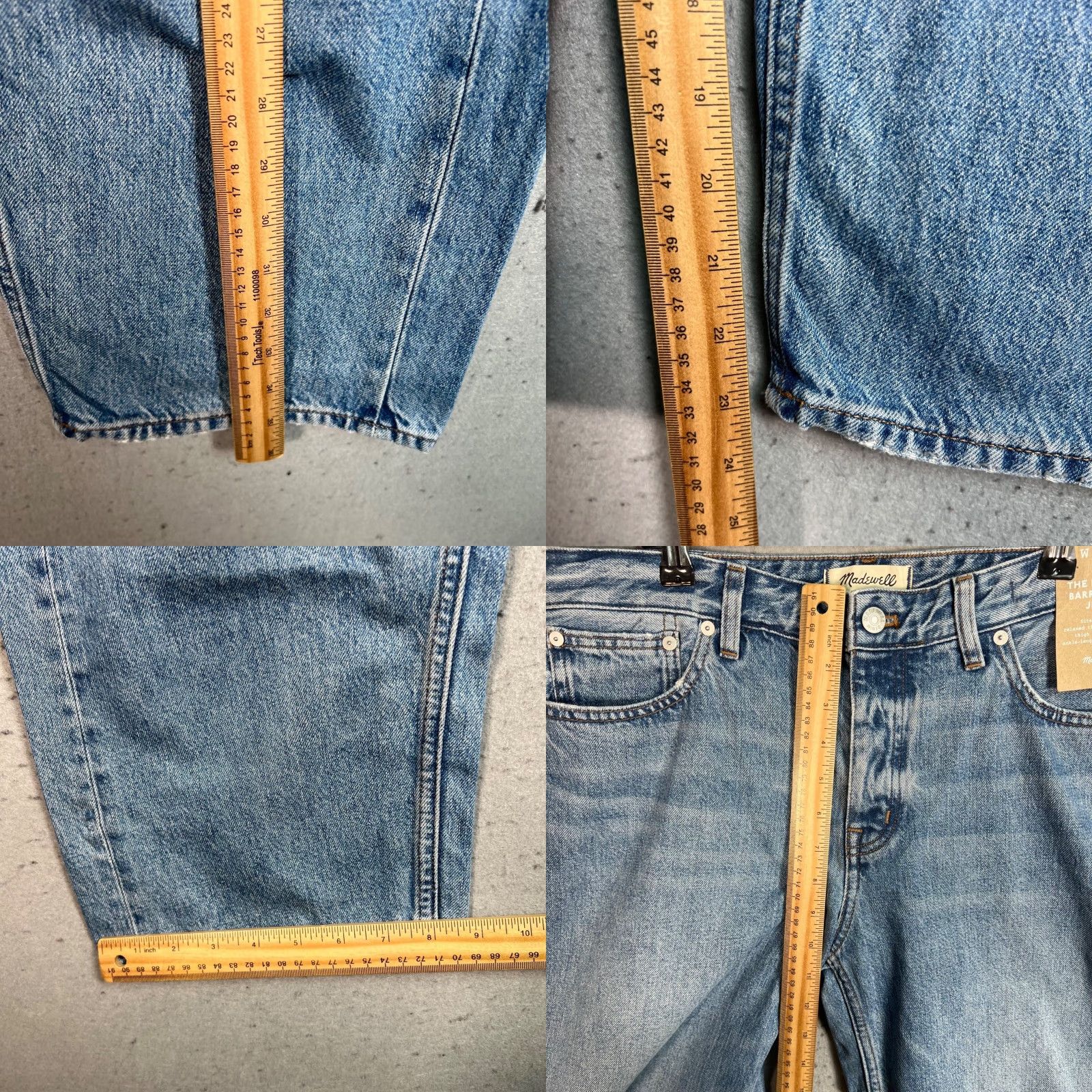 Madewell Womens 29P The Darted Barrel-Leg Jeans Relaxed Fit Light Wash Denim Blue