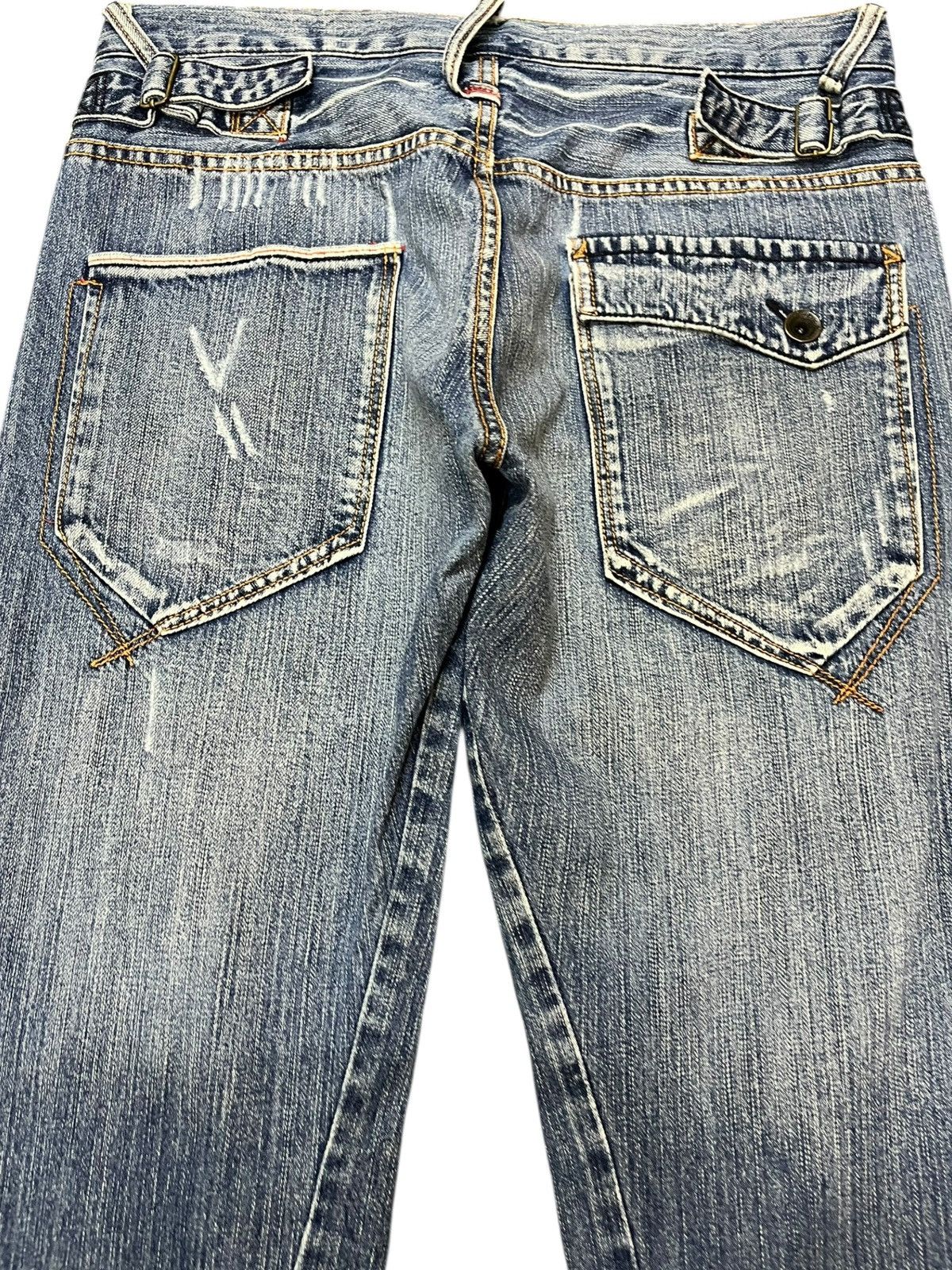 Japanese Brand Vintage UJ jeans Curve Leg Double Side Buckle Belt Denim Size US 33 - 6 Thumbnail