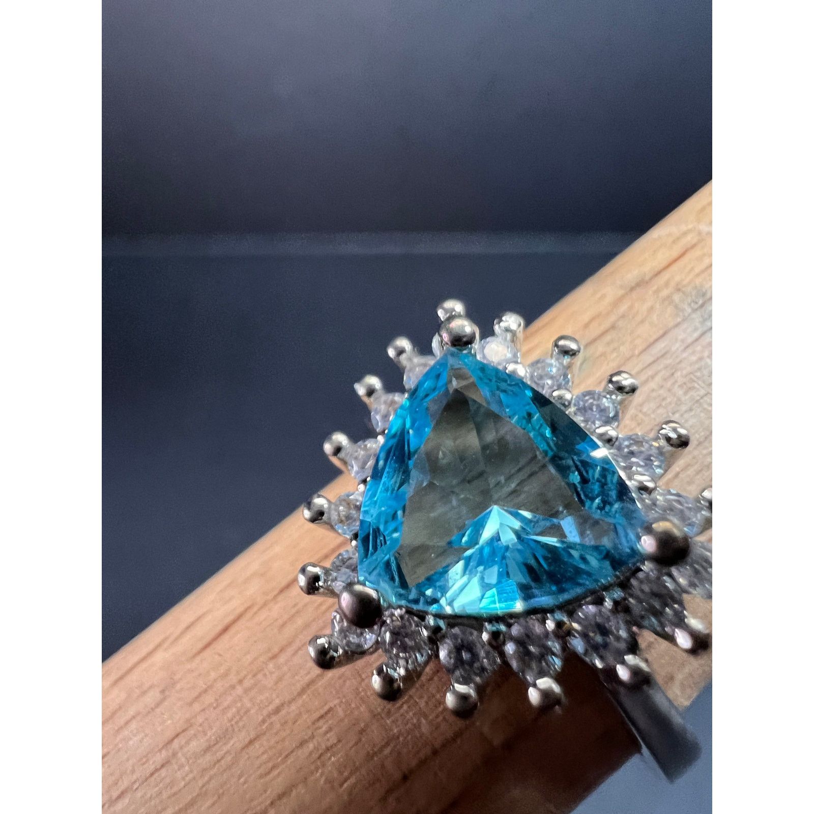 Other Sky blue trillium CZ halo sterling silver ring size 9 Size ONE SIZE - 14 Thumbnail