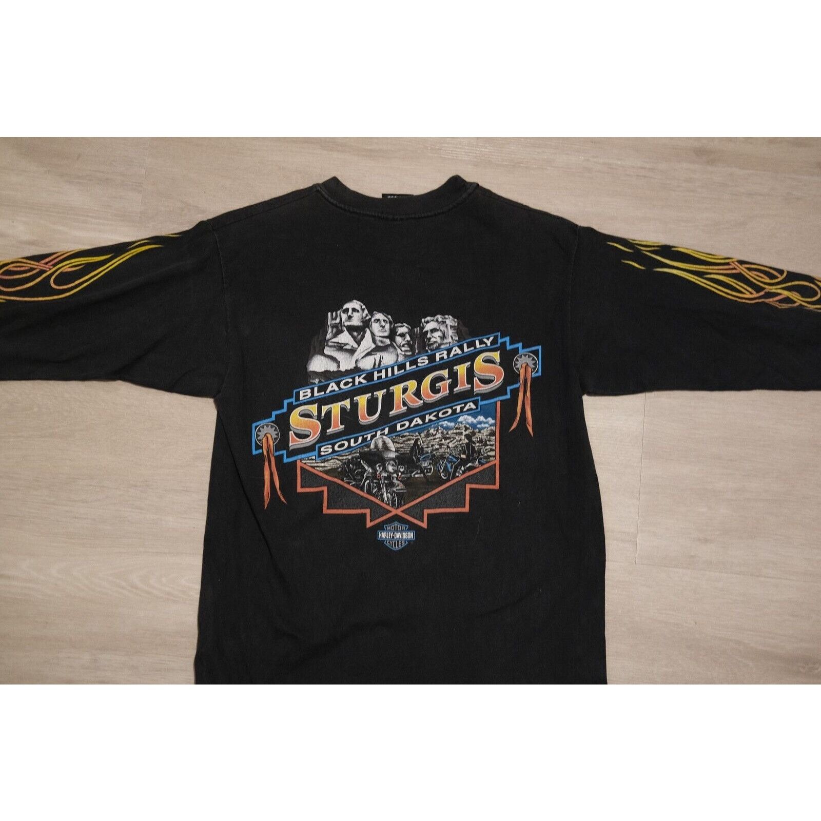 Harley Davidson Vintage 90s Harley Davidson Rushmore Sturgis Shirt XL Black Size US M / EU 48-50 / 2 - 9 Thumbnail