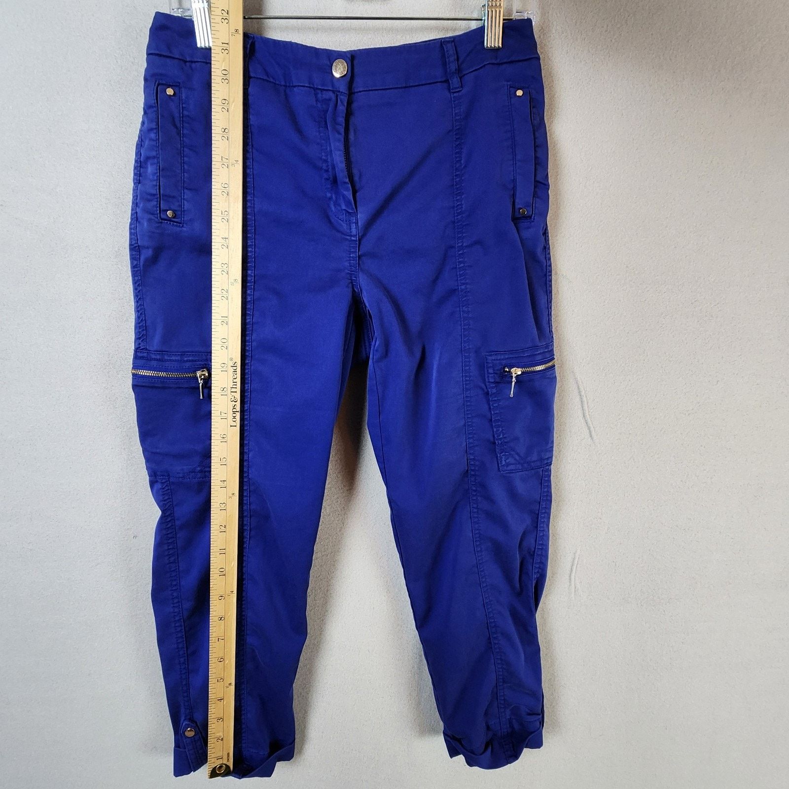 Chicos Chico’s Cargo Capri Pants Women Size 4 Blue Cotton Blend Size 27" / US 4 / IT 40 - 6 Thumbnail