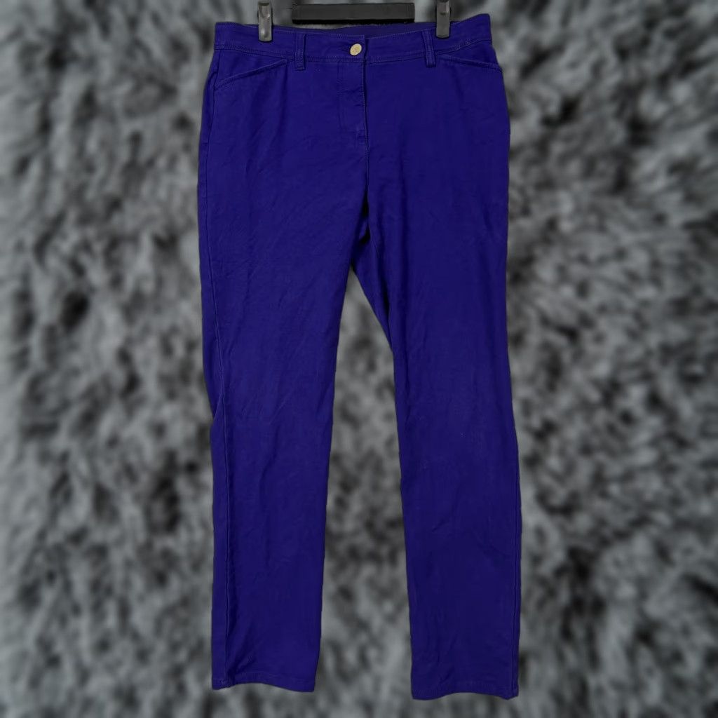 Vintage Chico's So Slimming Chino Pants Women 34x30 Purple Tapered Stretch Office Casual Slimming Front Flat Button Zip Pockets Size 25" / US 0 / IT 36 - 1 Thumbnail