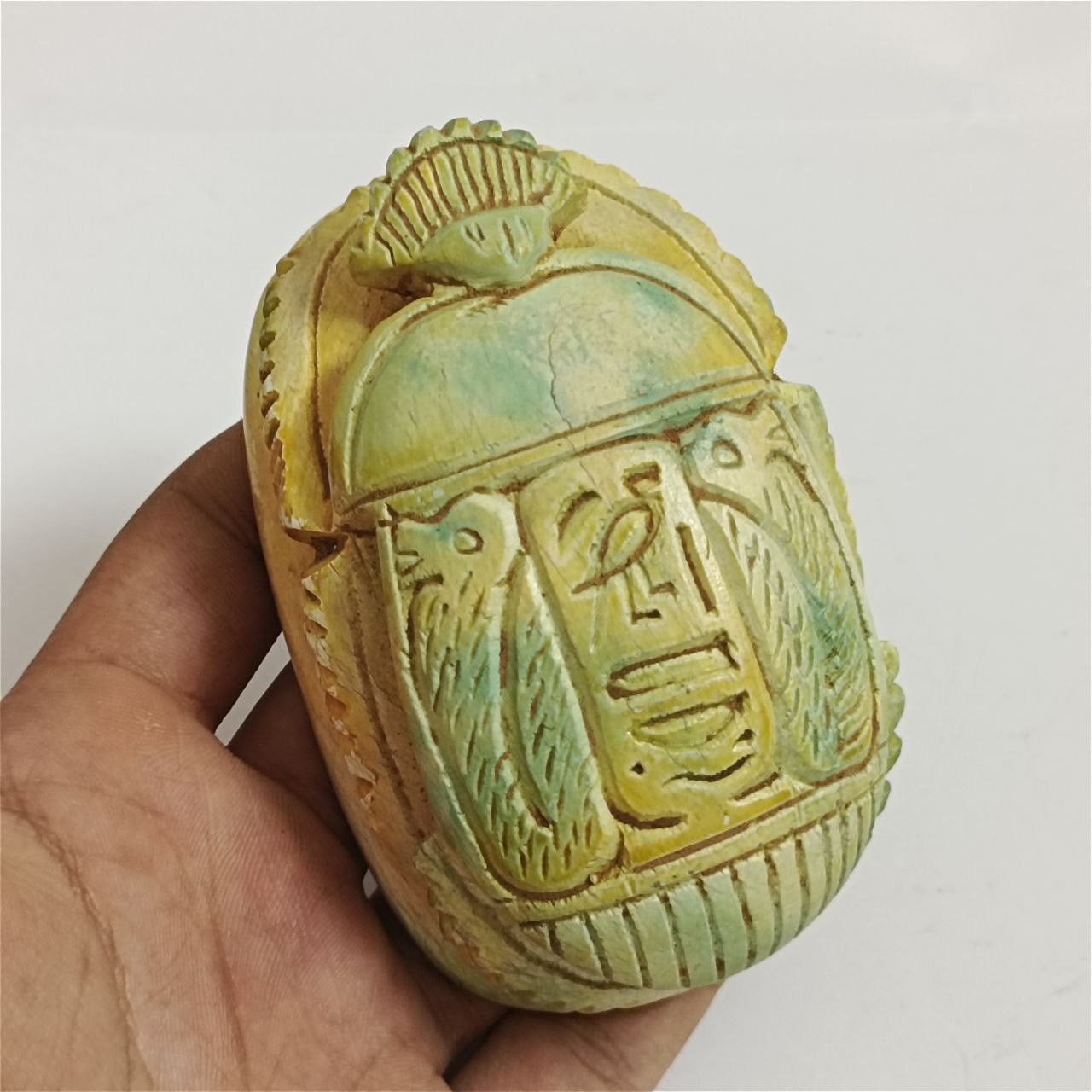 Handmade Hand-carved Egyptian Scarab – Vintage Stone Art, Size ONE SIZE - 2 Thumbnail