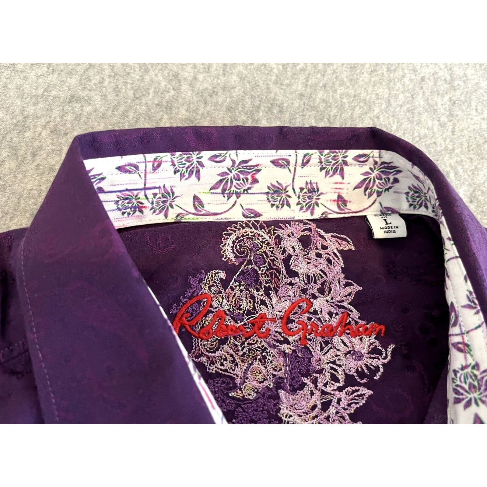 Robert Graham Robert Graham Long Sleeve Shirt Purple Paisley Mens Large Size US L / EU 52-54 / 3 - 3 Thumbnail