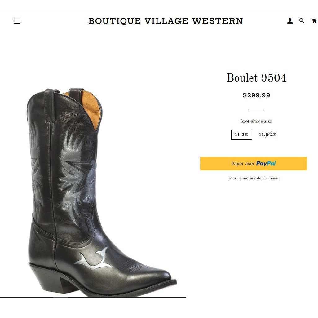 Boulet Boulet Mens Size 9.5EE Wide Black Silver Leather Cowboy West Size US 9.5 / EU 42-43 - 5 Thumbnail