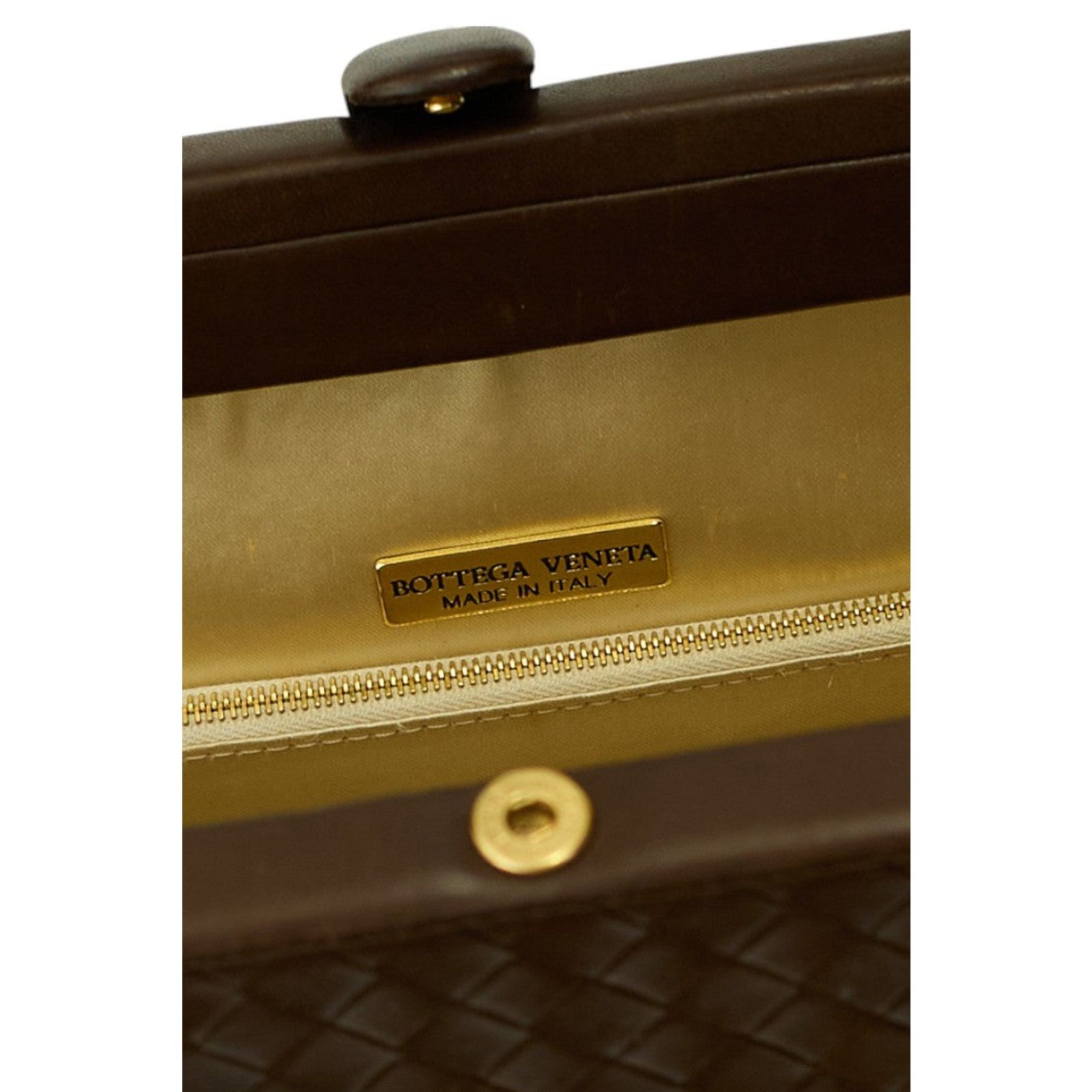Bottega Veneta Intrecciato Brown Clip Leather Hand Bag Size ONE SIZE - 7 Thumbnail