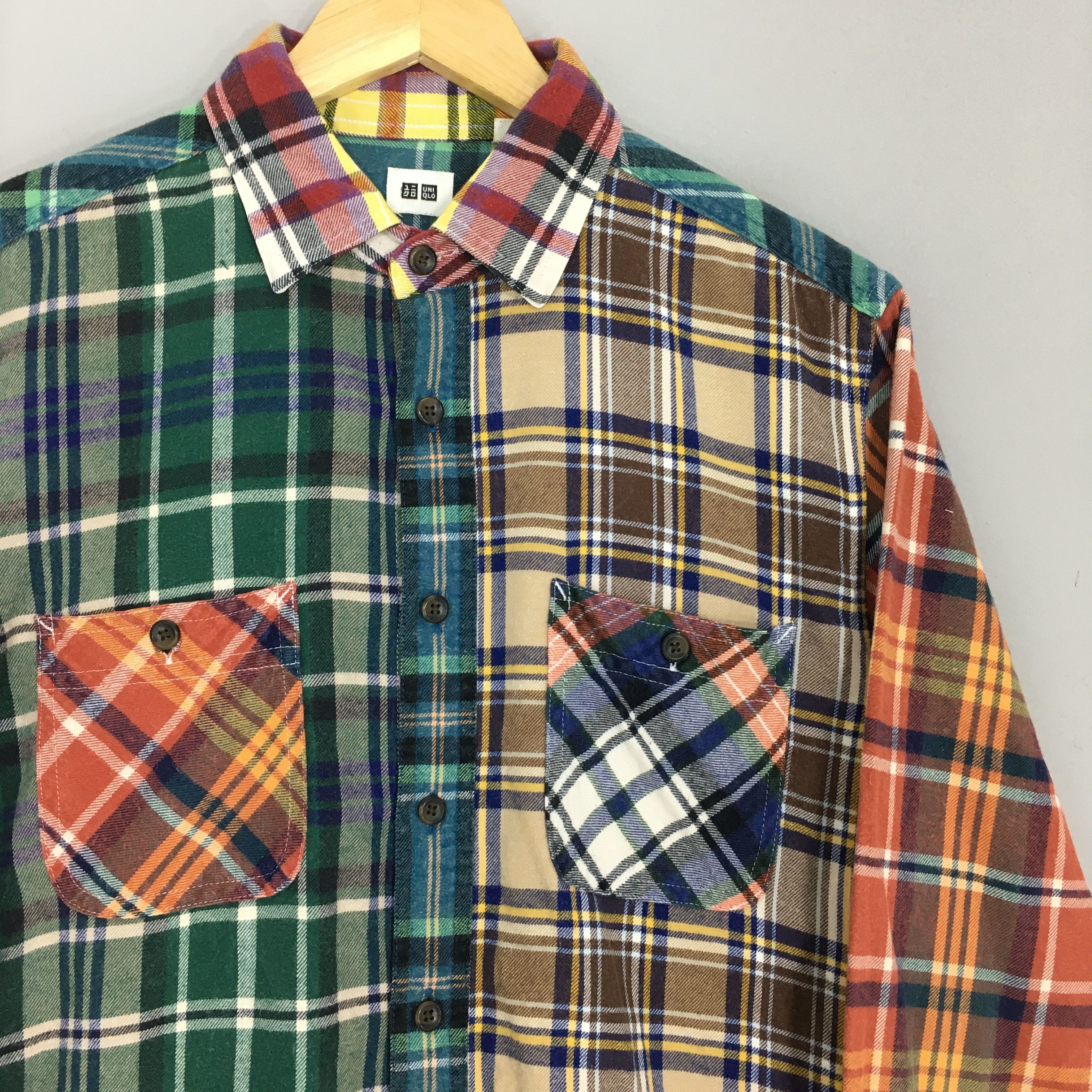 Uniqlo Patchwork Rebuild Checkered Flannel Shirt Medium Size US M / EU 48-50 / 2 - 2 Thumbnail