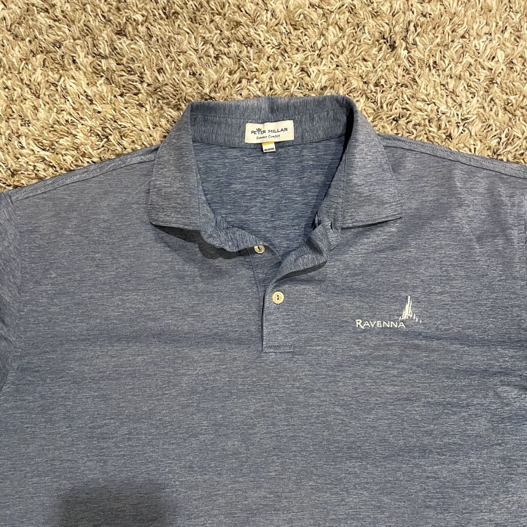 Peter Millar Peter Millar Polo Mens Large Blue Heathered Golf Summer Comfort Ravenna Shirt Mens Size US L / EU 52-54 / 3 - 3 Thumbnail
