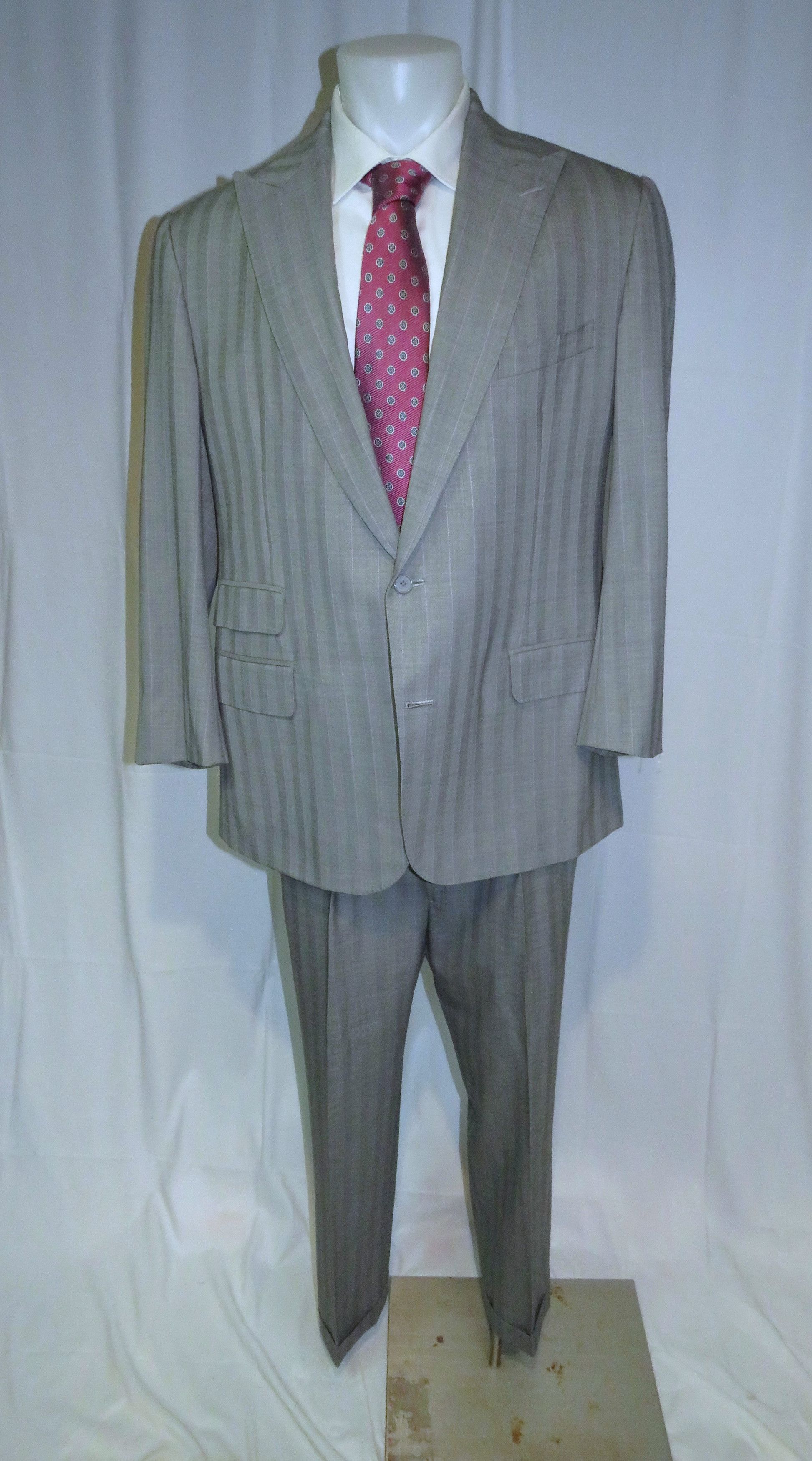 Alan Flusser Gray Stripe Bespoke Peak Lapel Two Button Suit 42R Size 42R - 1 Thumbnail