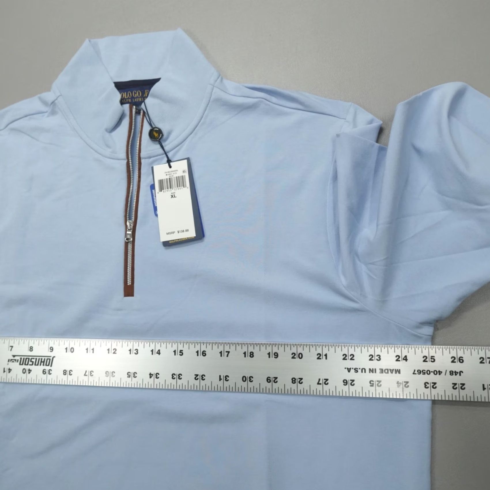 Polo Ralph Lauren Polo Ralph Lauren Golf 1/4 Zip Men XL Blue Lisle Water Repellent Stretch Mock Neck Stand-Up Collar Sports Activewear Shirt Size US XL / EU 56 / 4 - 6 Thumbnail