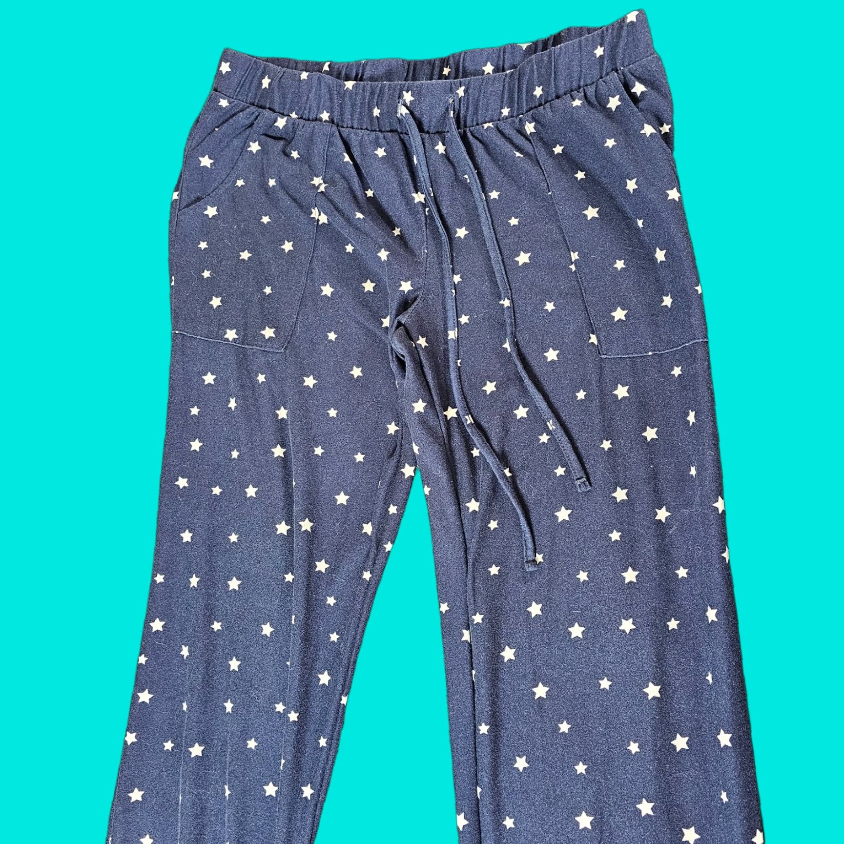 Lucky Brand Lucky Brand Sweatpants Women S Star Print Fleece Drawstring Crop Navy Blue/Blue Size 28" / US 6 / IT 42 - 1 Thumbnail