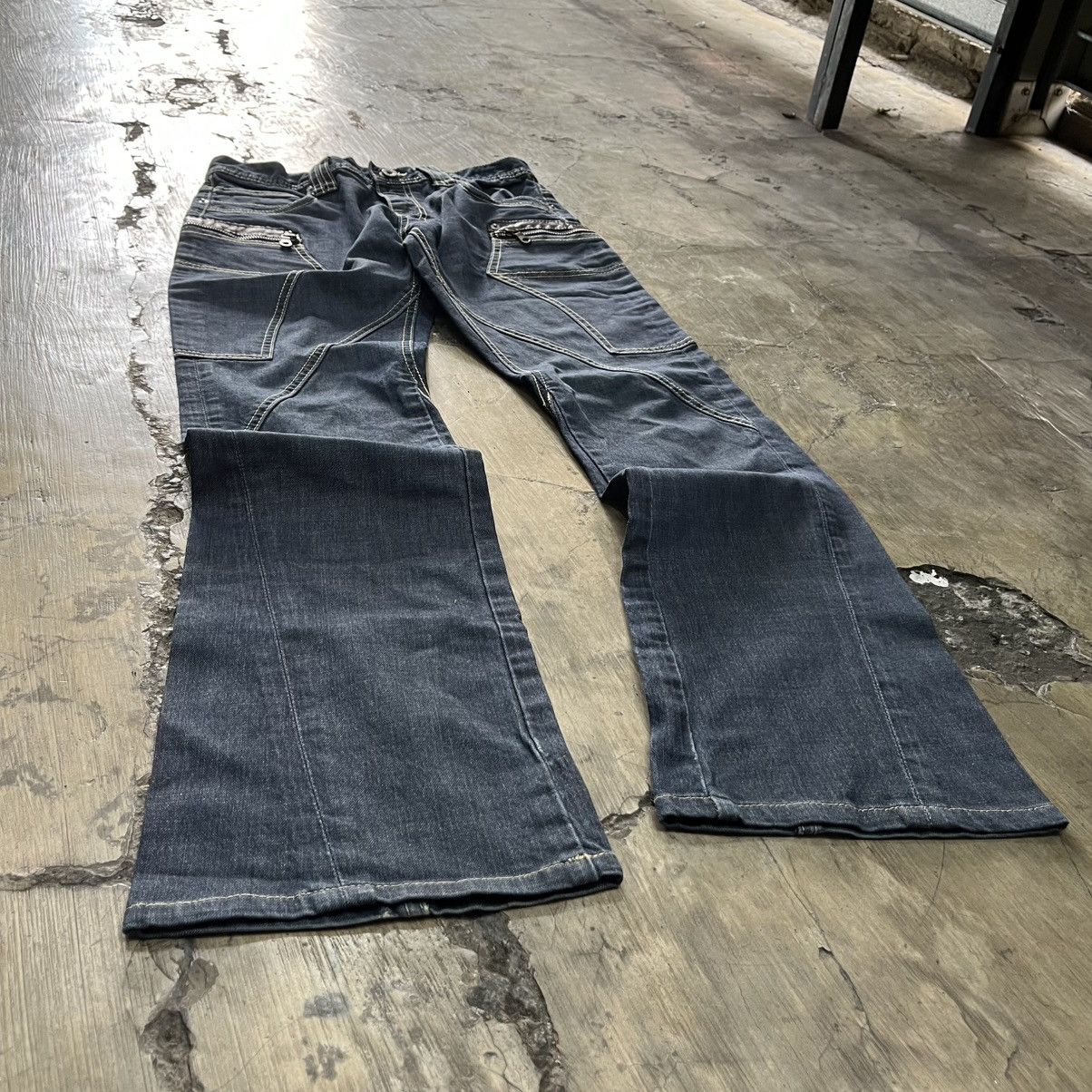 If Six Was Nine FLARED🔥Michel Klien Paris Utility Design Y2K Jeans/ifsixwa9 Size US 29 - 2 Thumbnail